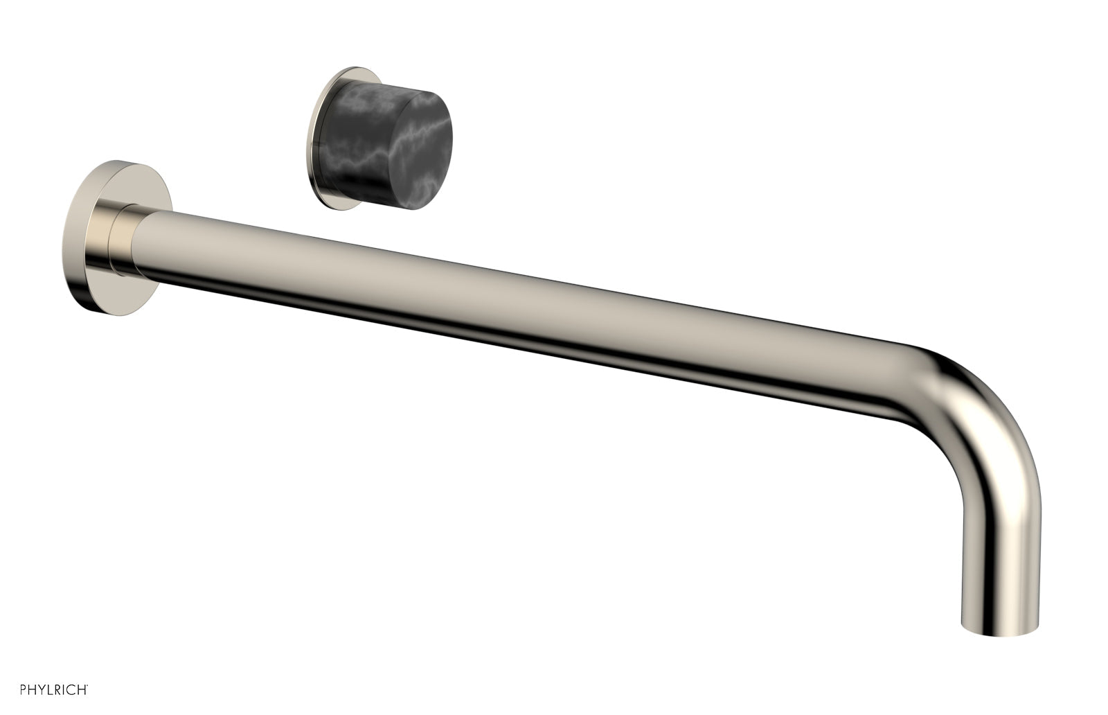 Phylrich Basic II 14" Single Handle Wall Lavatory Set - Black Marble Handle