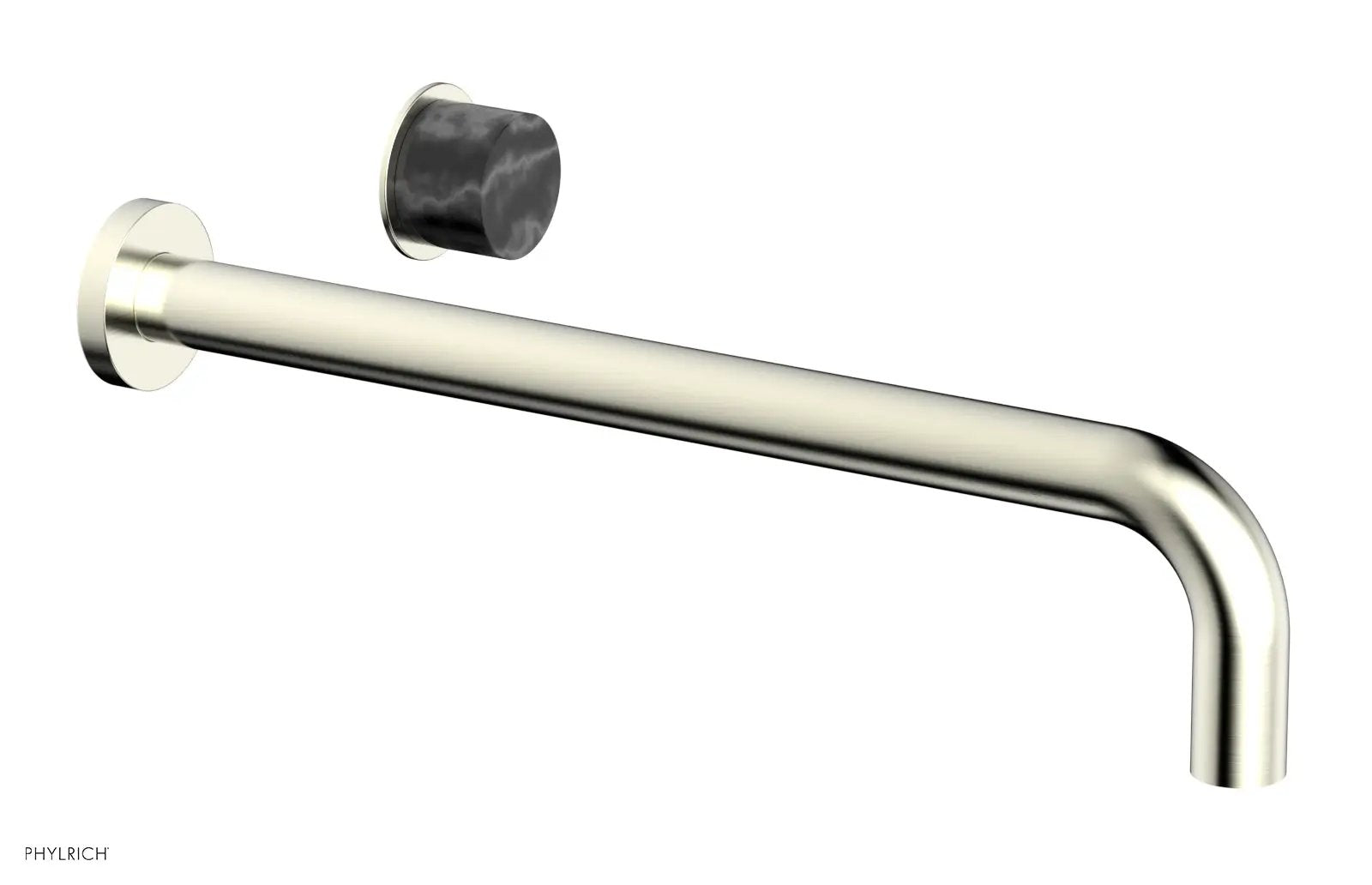 Phylrich Basic II 14" Single Handle Wall Lavatory Set - Black Marble Handle by Phylrich