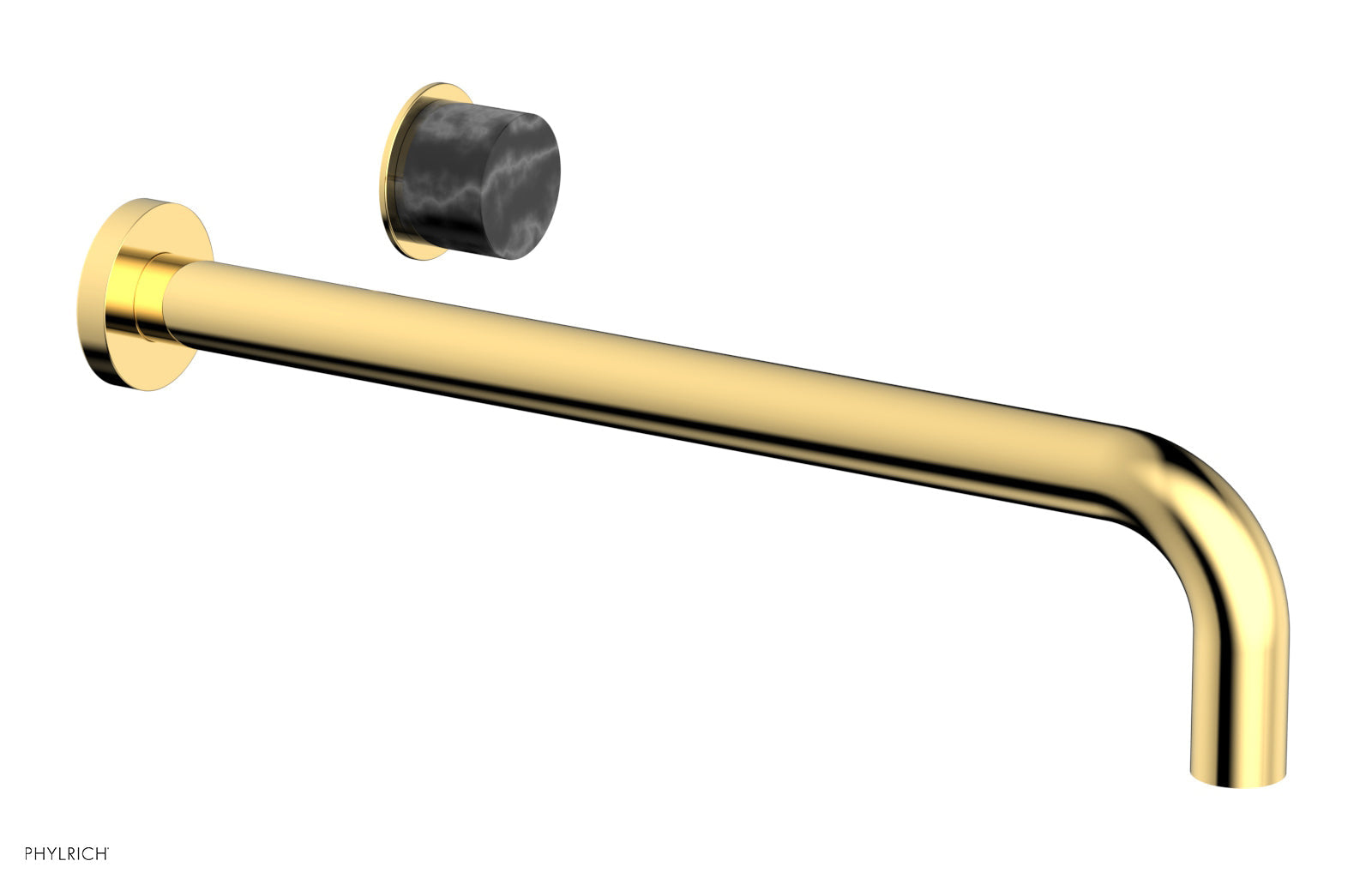 Phylrich Basic II 14" Single Handle Wall Lavatory Set - Black Marble Handle by Phylrich