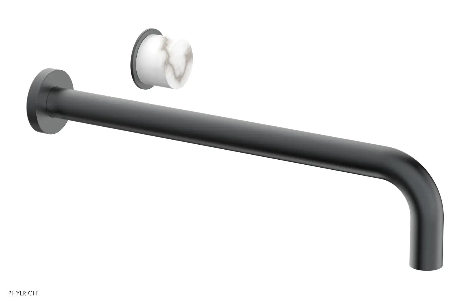 Phylrich Basic II 14" Single Handle Wall Lavatory Set - White Marble Handle by Phylrich