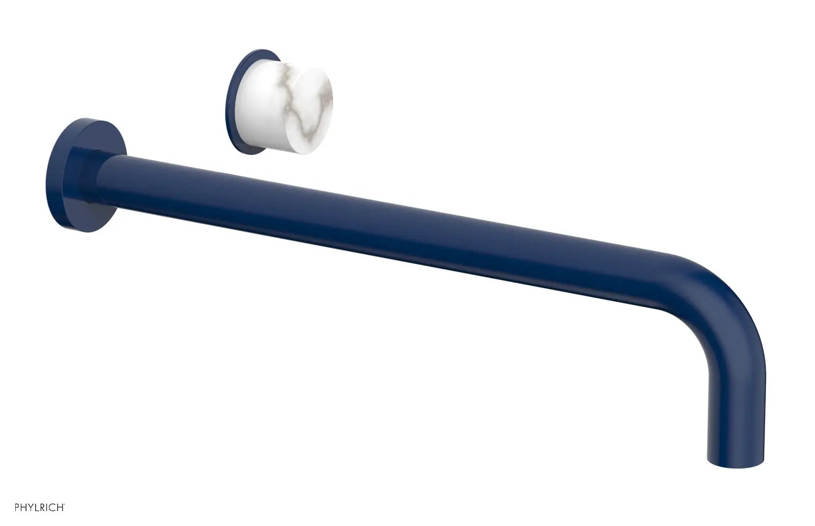 Phylrich Basic II 14" Single Handle Wall Lavatory Set - White Marble Handle by Phylrich