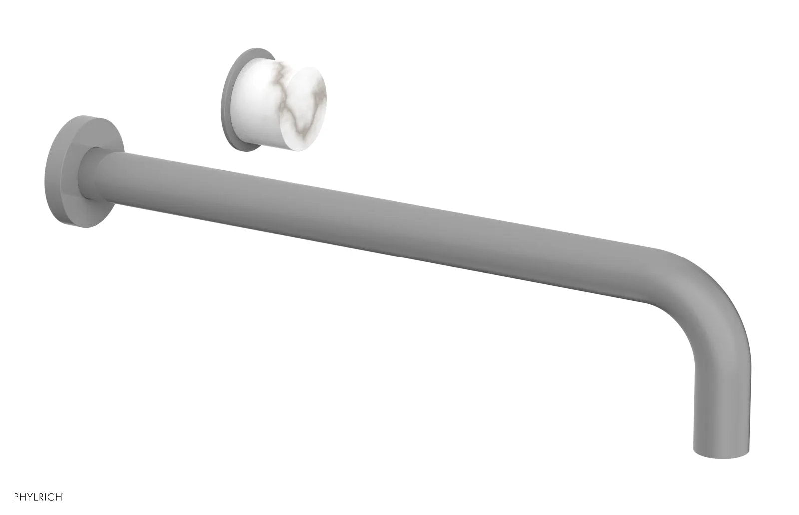 Phylrich Basic II 14" Single Handle Wall Lavatory Set - White Marble Handle by Phylrich