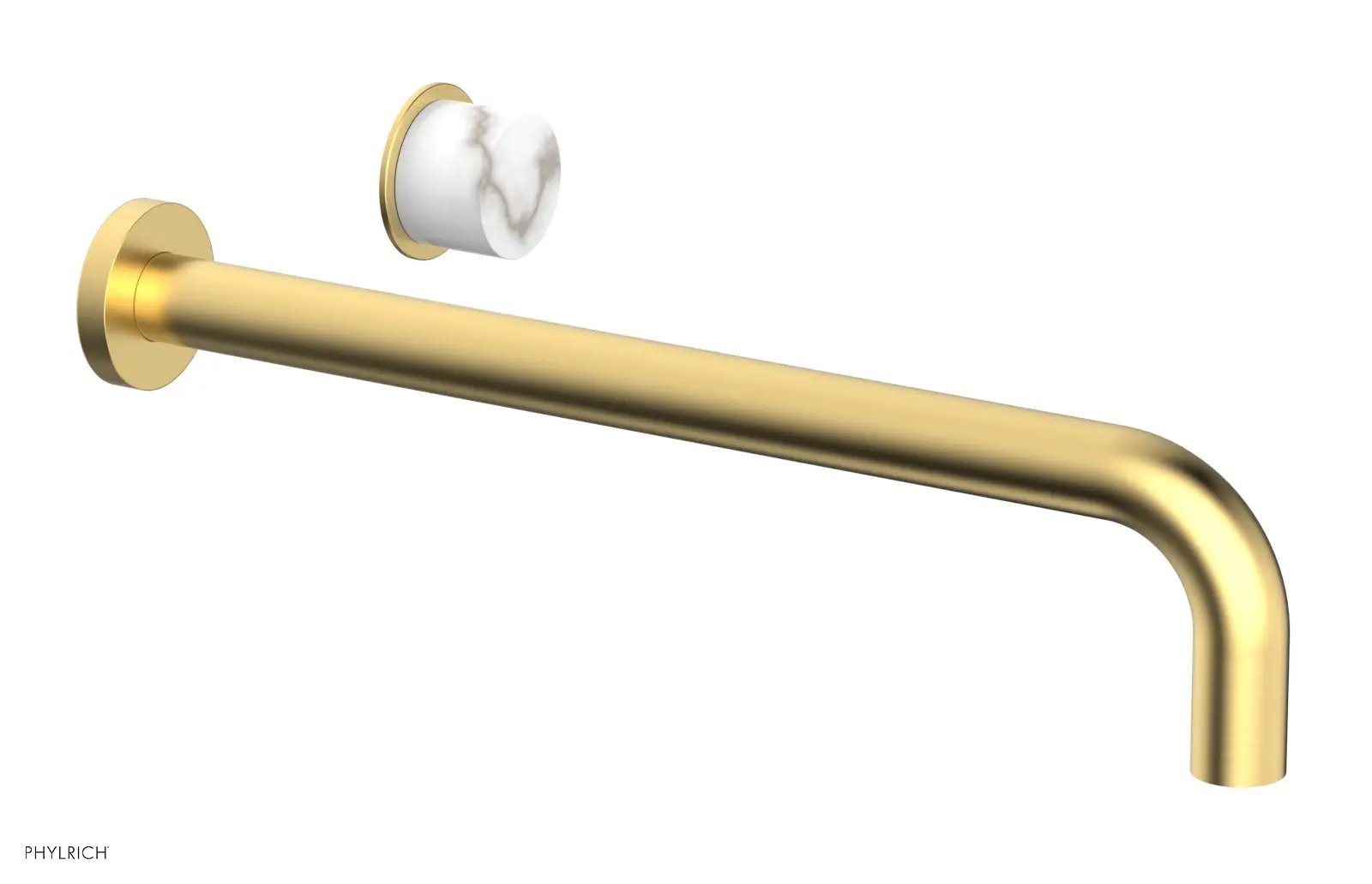 Phylrich Basic II 14" Single Handle Wall Lavatory Set - White Marble Handle by Phylrich