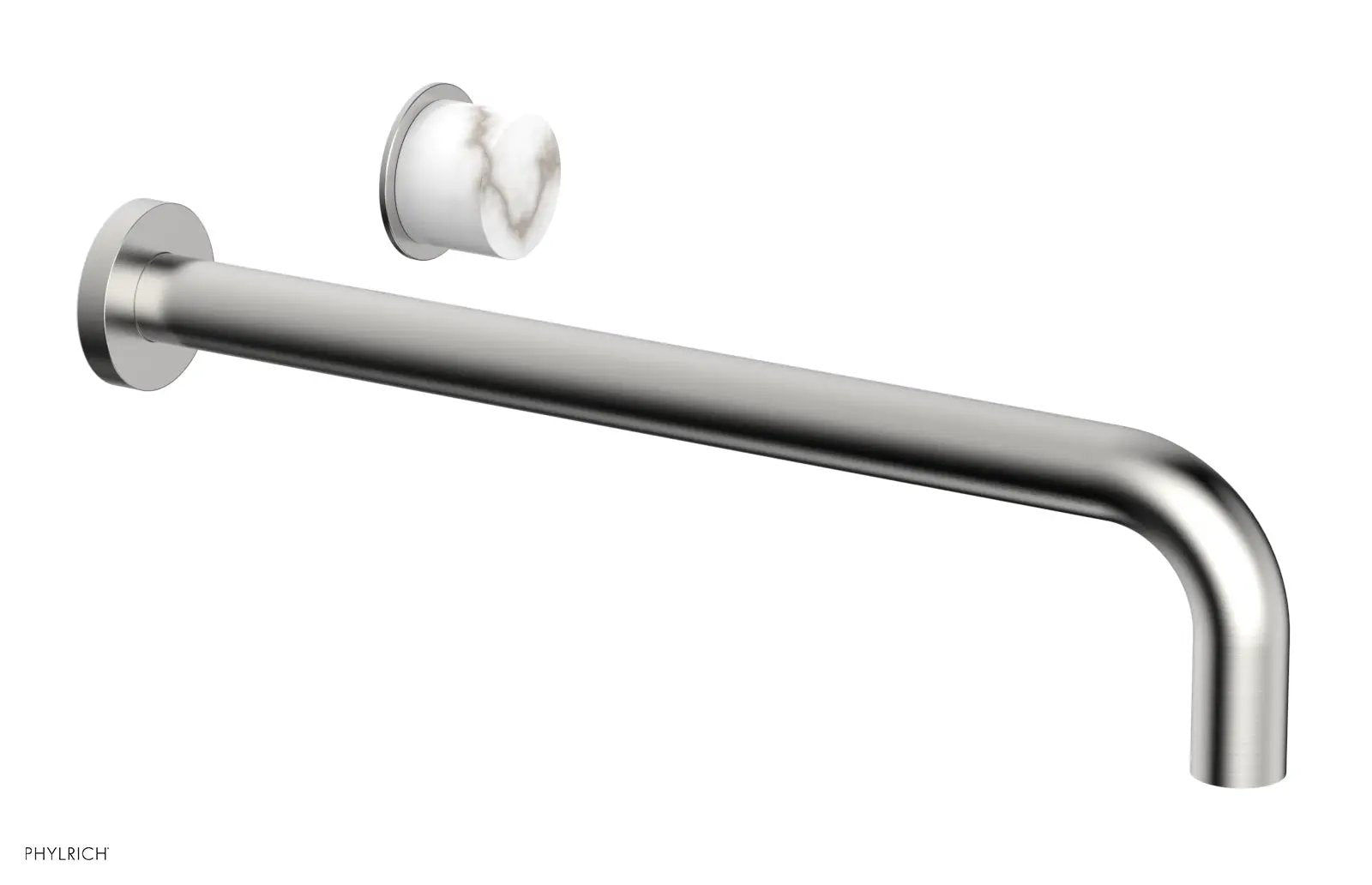 Phylrich Basic II 14" Single Handle Wall Lavatory Set - White Marble Handle by Phylrich