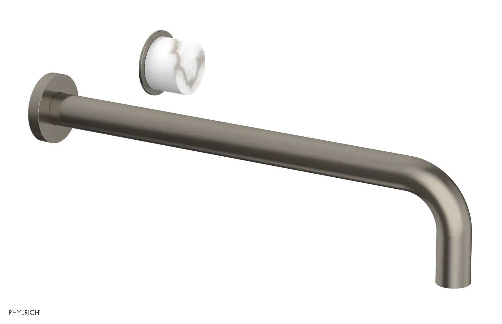 Phylrich Basic II 14" Single Handle Wall Lavatory Set - White Marble Handle by Phylrich