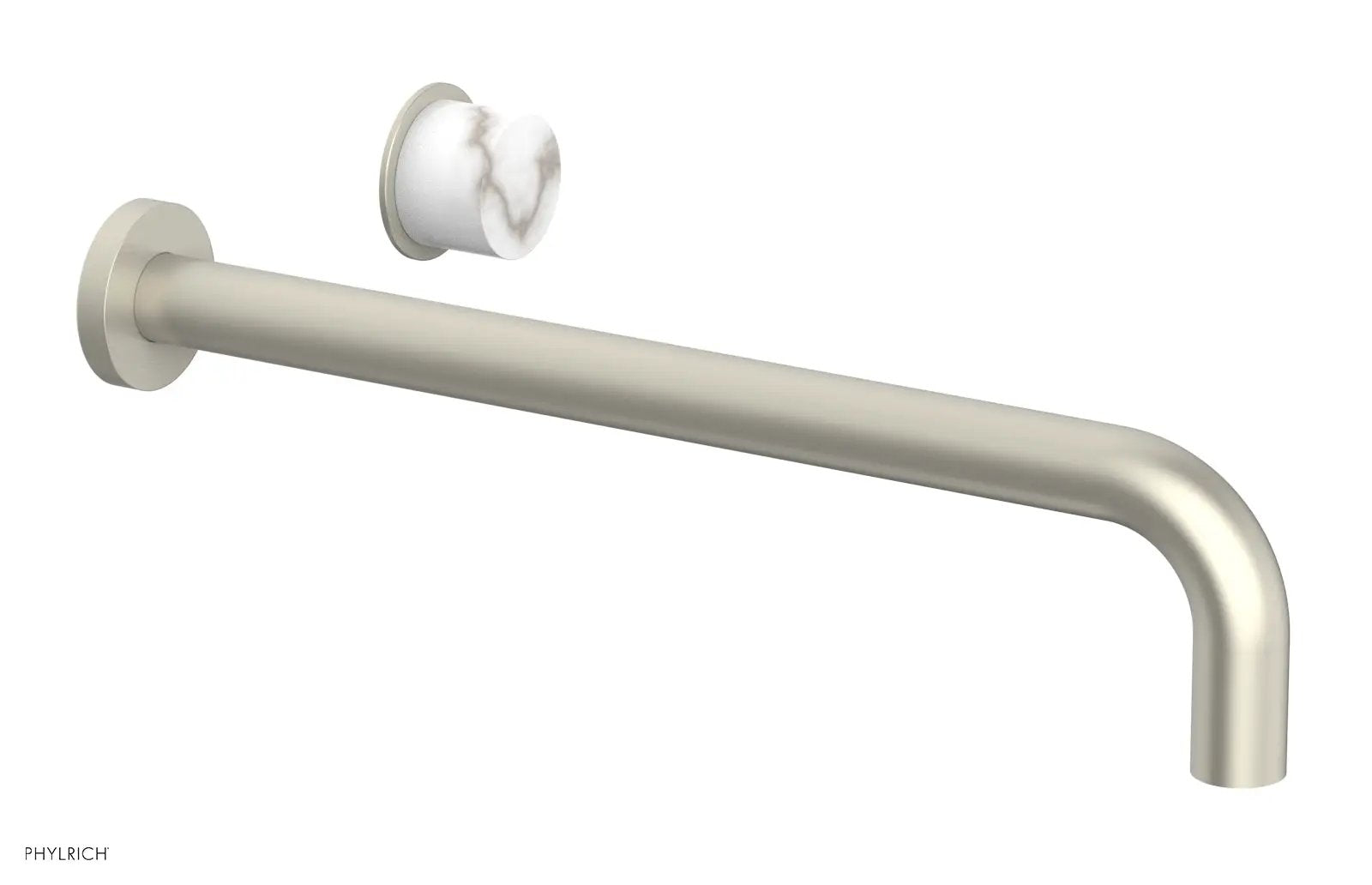 Phylrich Basic II 14" Single Handle Wall Lavatory Set - White Marble Handle by Phylrich
