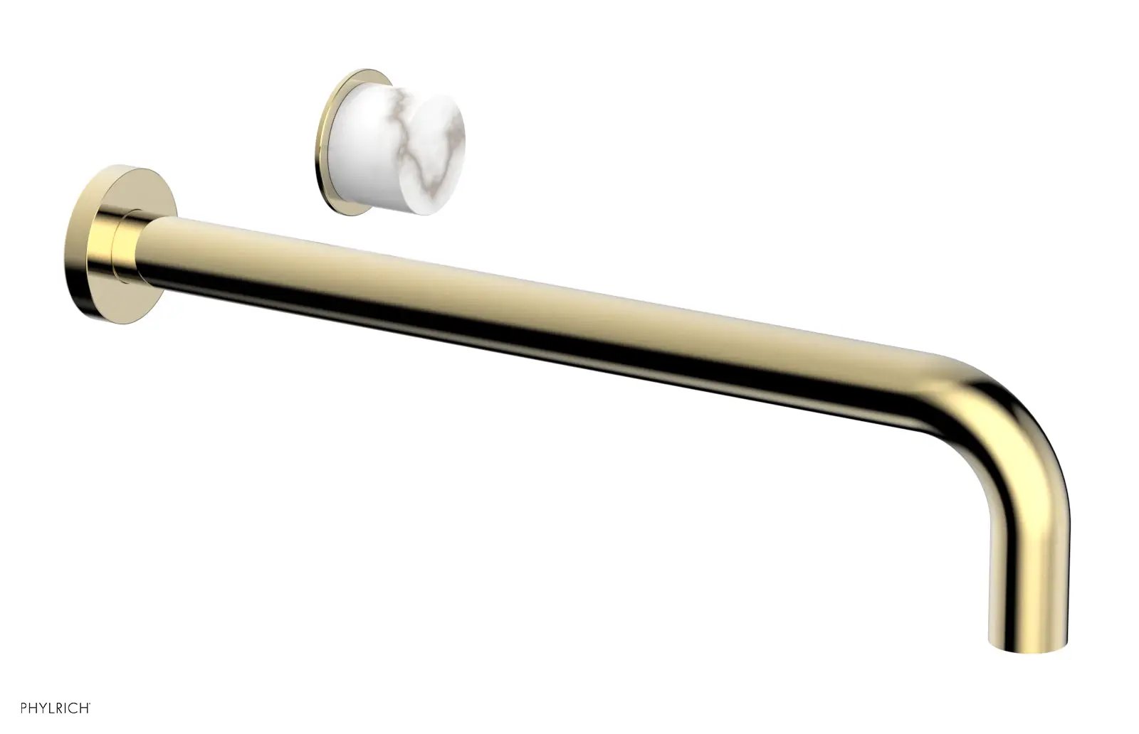 Phylrich Basic II 14" Single Handle Wall Lavatory Set - White Marble Handle by Phylrich