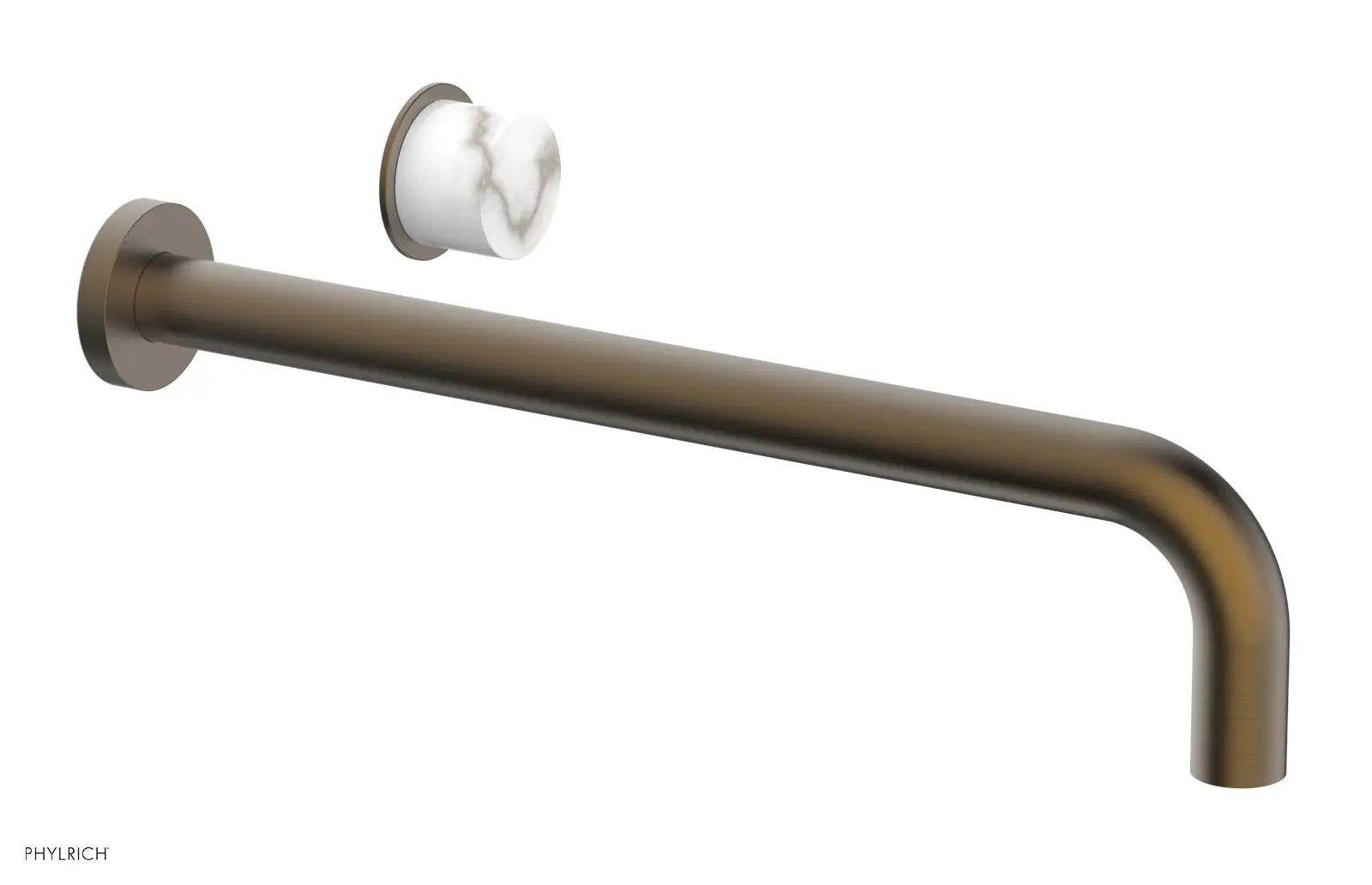 Phylrich Basic II 14" Single Handle Wall Lavatory Set - White Marble Handle by Phylrich