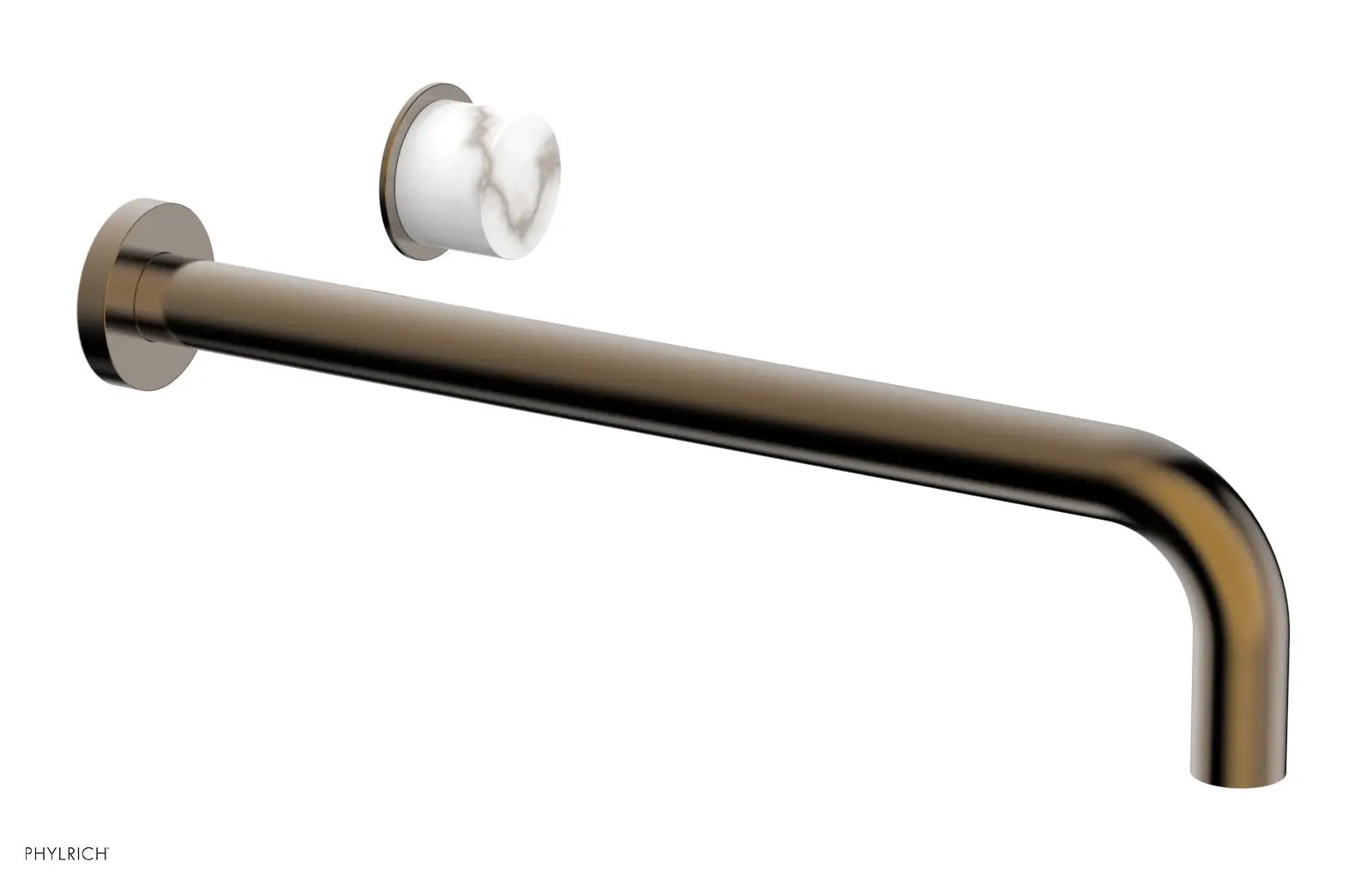 Phylrich Basic II 14" Single Handle Wall Lavatory Set - White Marble Handle by Phylrich