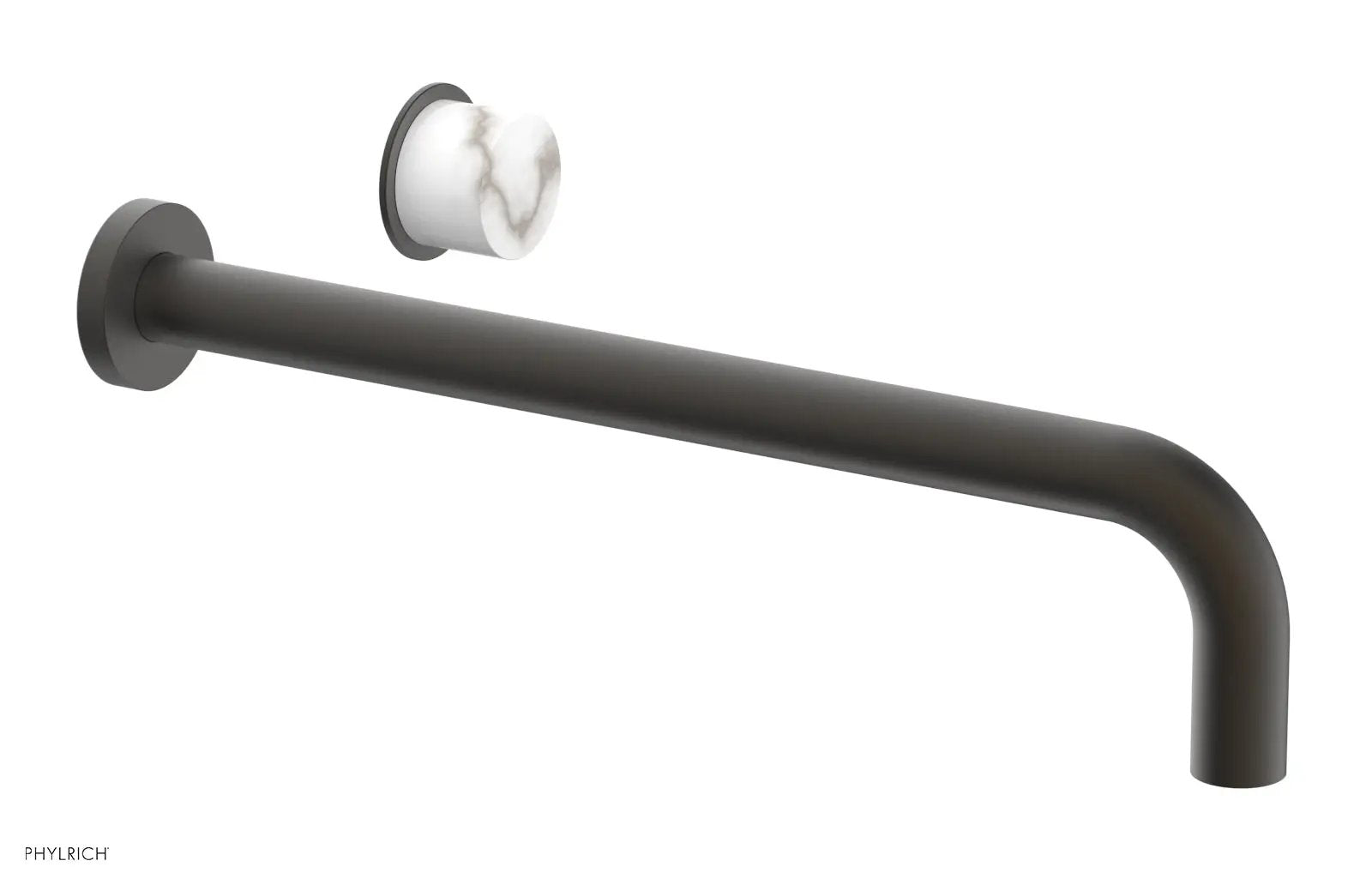 Phylrich Basic II 14" Single Handle Wall Lavatory Set - White Marble Handle by Phylrich