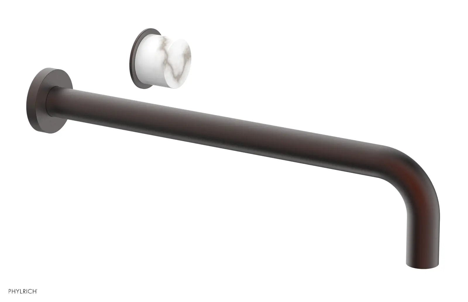 Phylrich Basic II 14" Single Handle Wall Lavatory Set - White Marble Handle by Phylrich