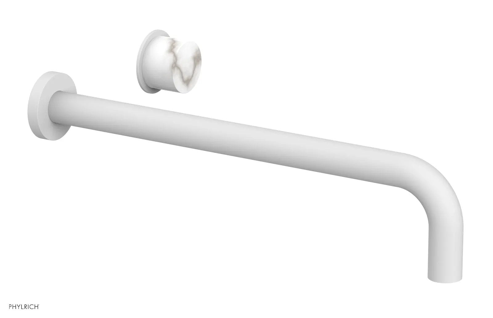 Phylrich Basic II 14" Single Handle Wall Lavatory Set - White Marble Handle by Phylrich