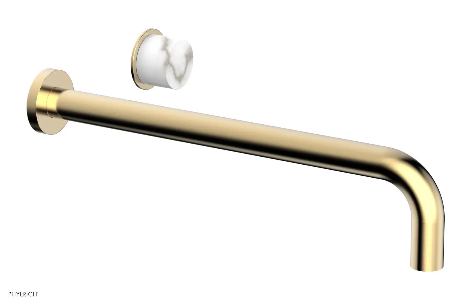 Phylrich Basic II 14" Single Handle Wall Lavatory Set - White Marble Handle by Phylrich