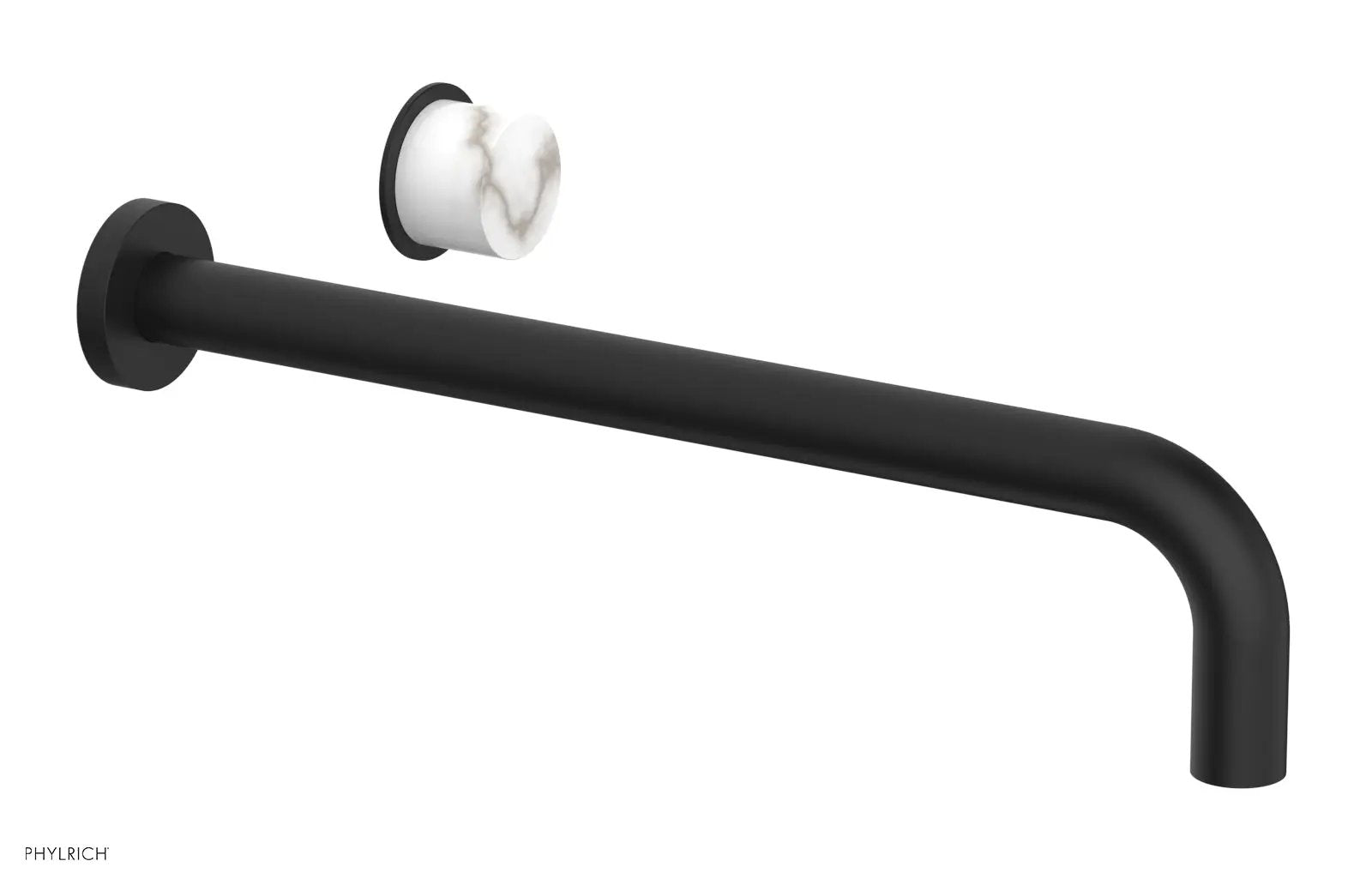 Phylrich Basic II 14" Single Handle Wall Lavatory Set - White Marble Handle by Phylrich