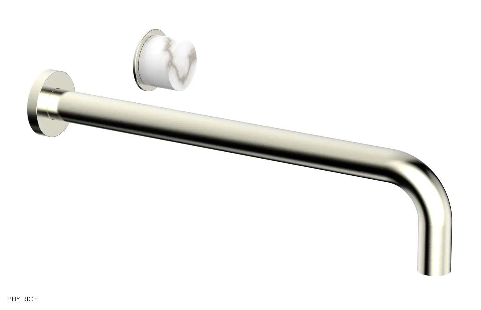 Phylrich Basic II 14" Single Handle Wall Lavatory Set - White Marble Handle by Phylrich