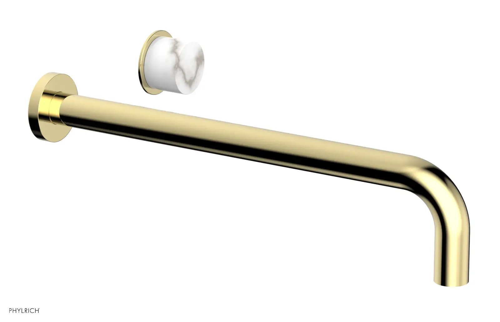 Phylrich Basic II 14" Single Handle Wall Lavatory Set - White Marble Handle by Phylrich
