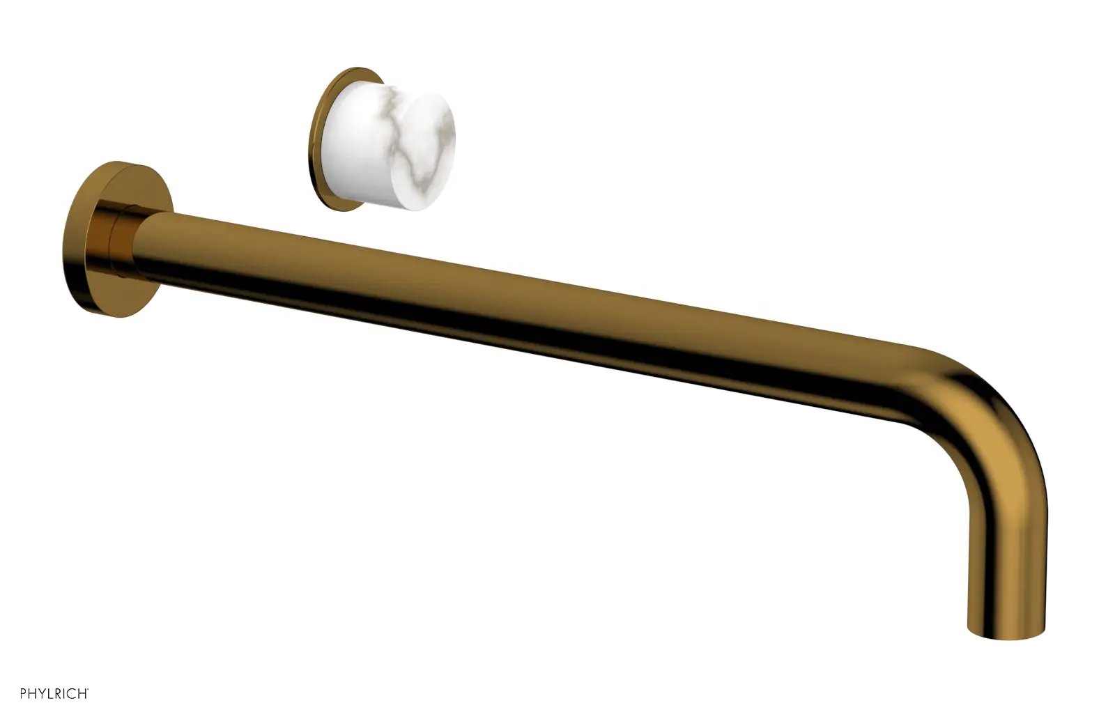 Phylrich Basic II 14" Single Handle Wall Lavatory Set - White Marble Handle by Phylrich