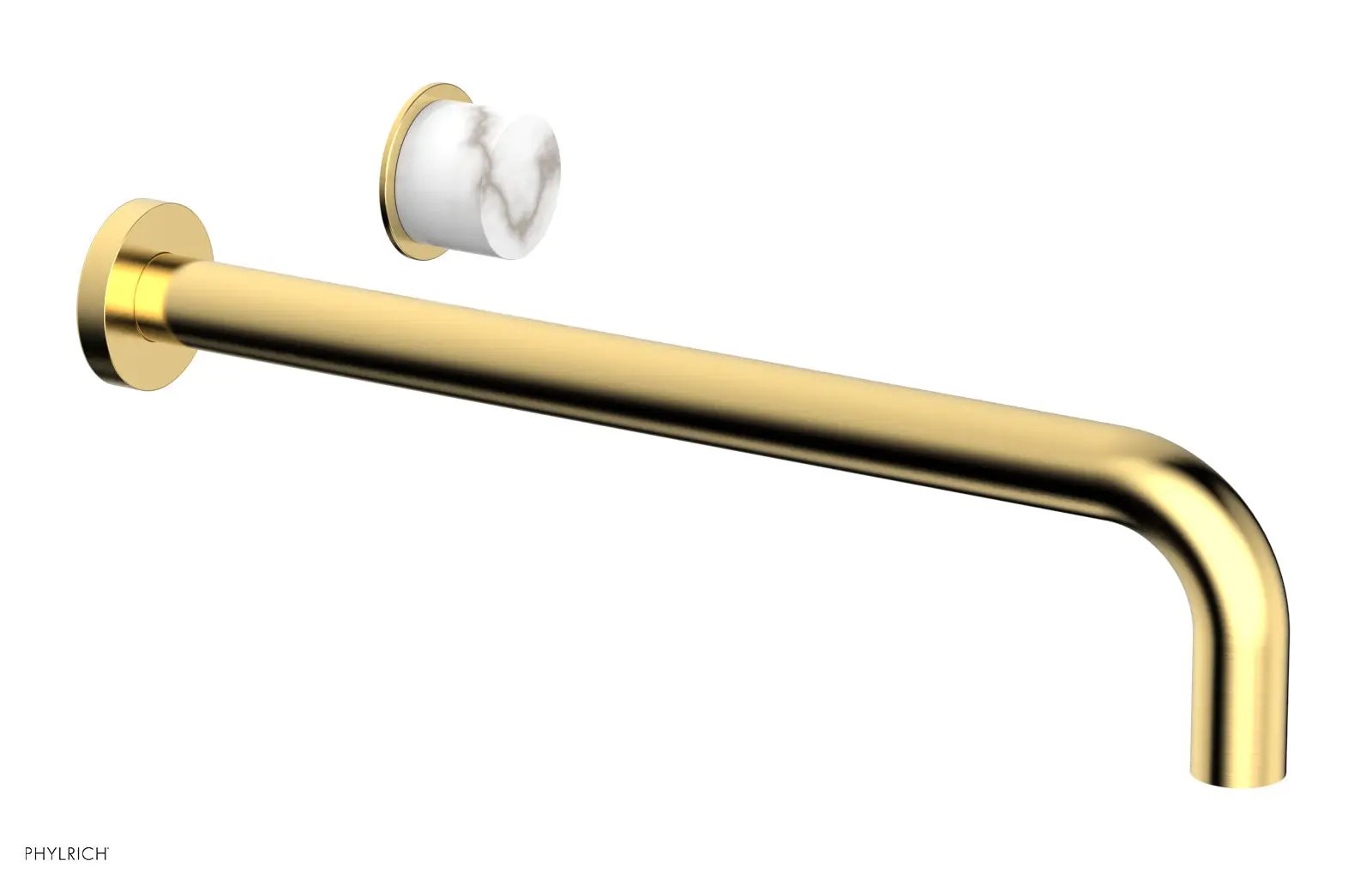 Phylrich Basic II 14" Single Handle Wall Lavatory Set - White Marble Handle by Phylrich