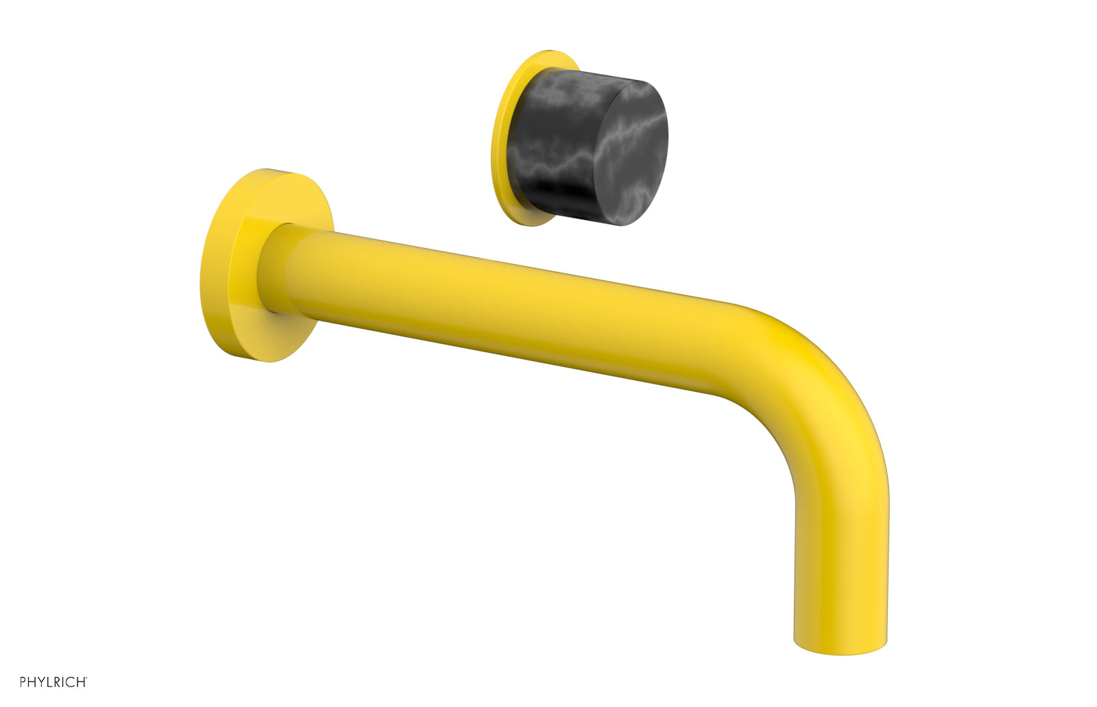 Phylrich Basic II Single Handle Wall Lavatory Set - Black Marble Handle