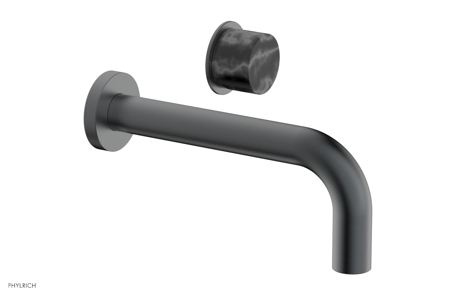 Phylrich Basic II Single Handle Wall Lavatory Set - Black Marble Handle