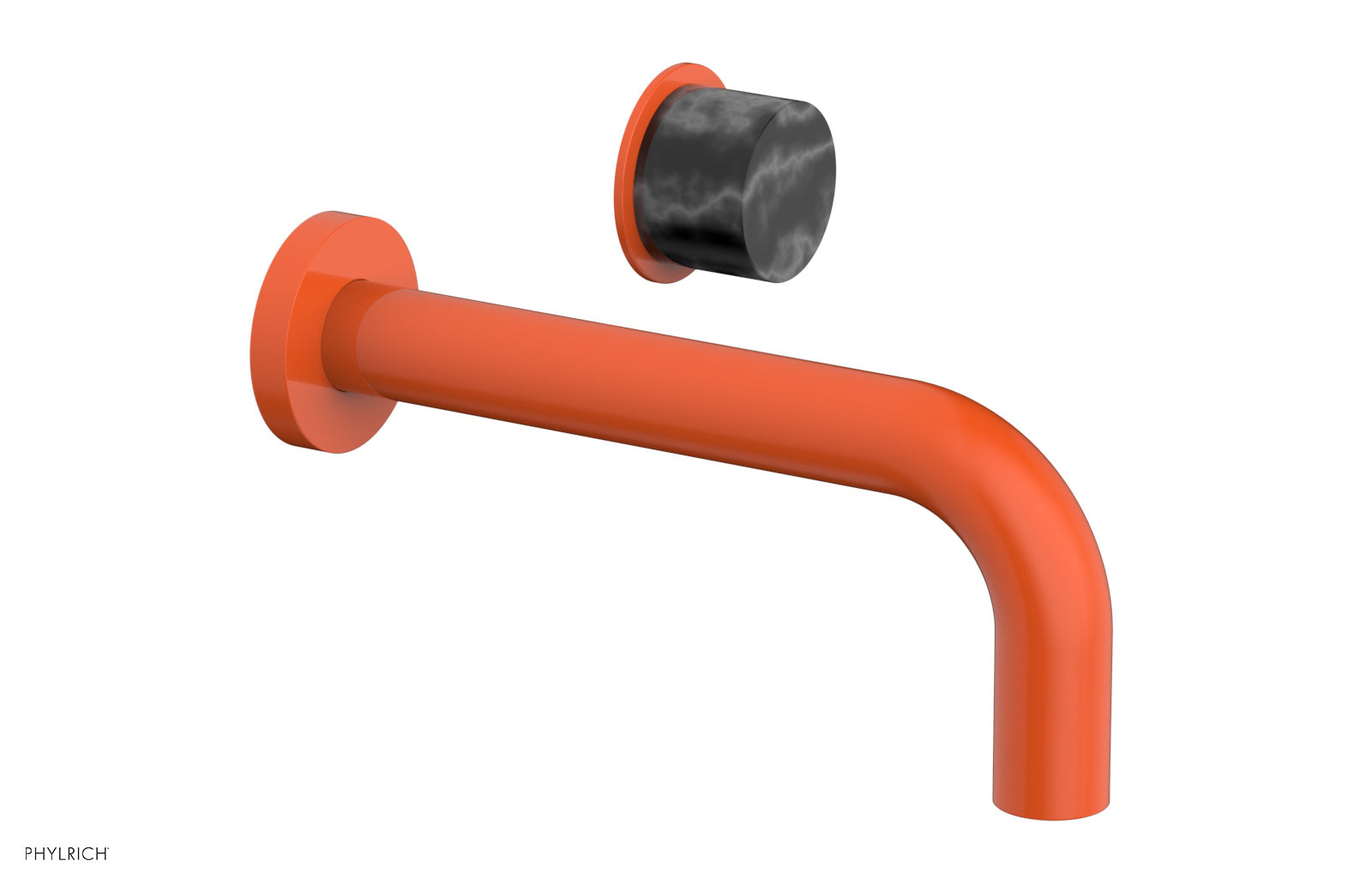 Phylrich Basic II Single Handle Wall Lavatory Set - Black Marble Handle