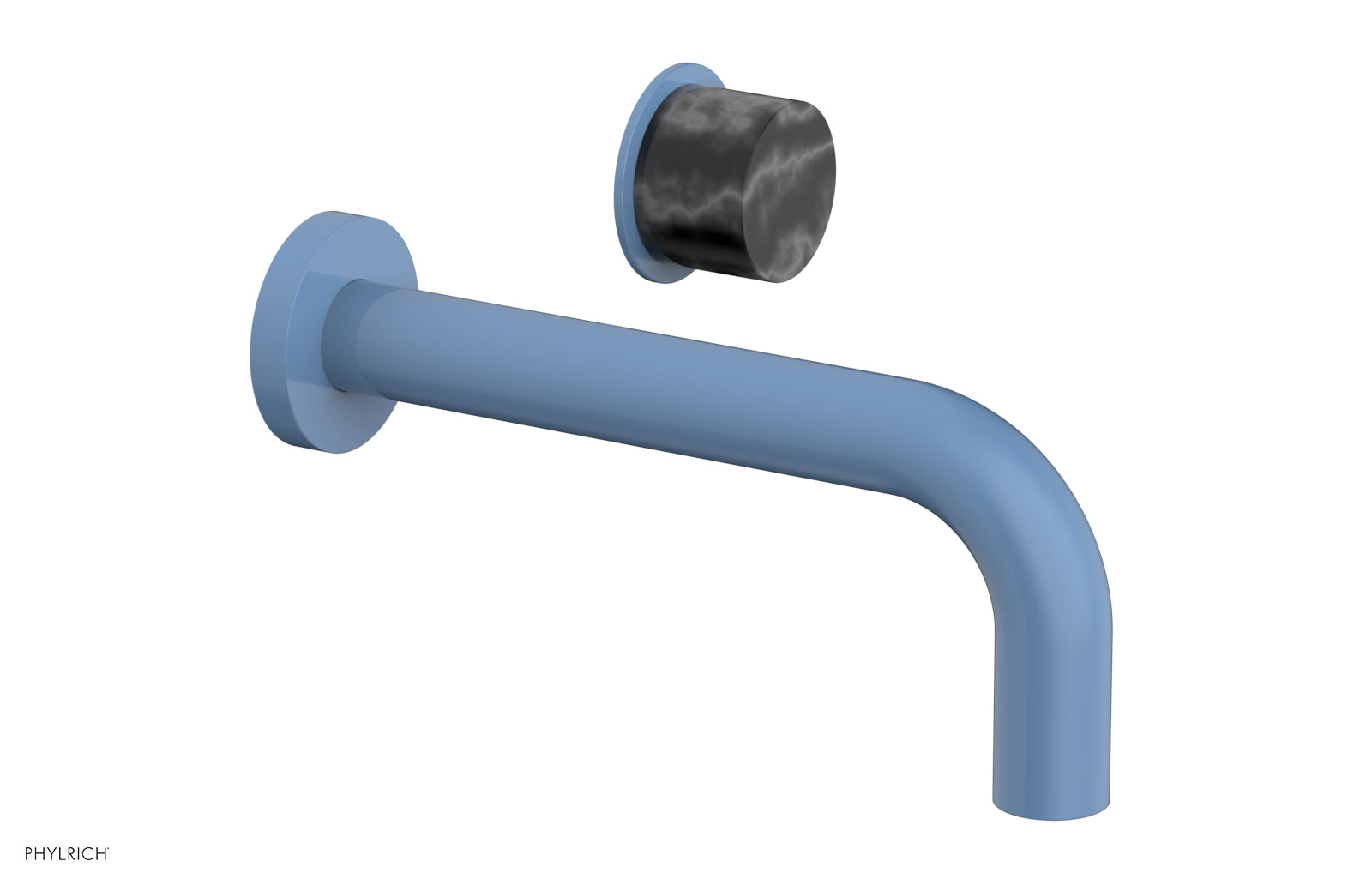 Phylrich Basic II Single Handle Wall Lavatory Set - Black Marble Handle