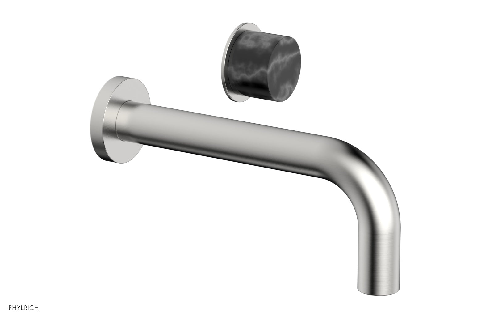 Phylrich Basic II Single Handle Wall Lavatory Set - Black Marble Handle