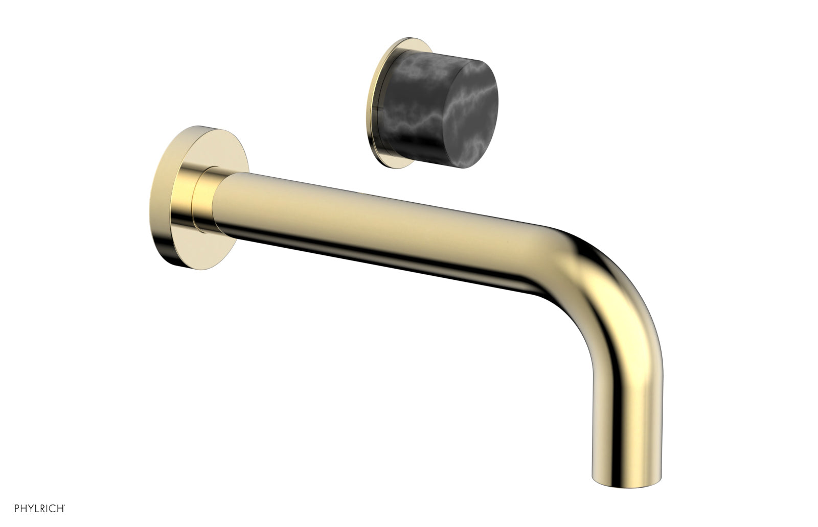 Phylrich Basic II Single Handle Wall Lavatory Set - Black Marble Handle