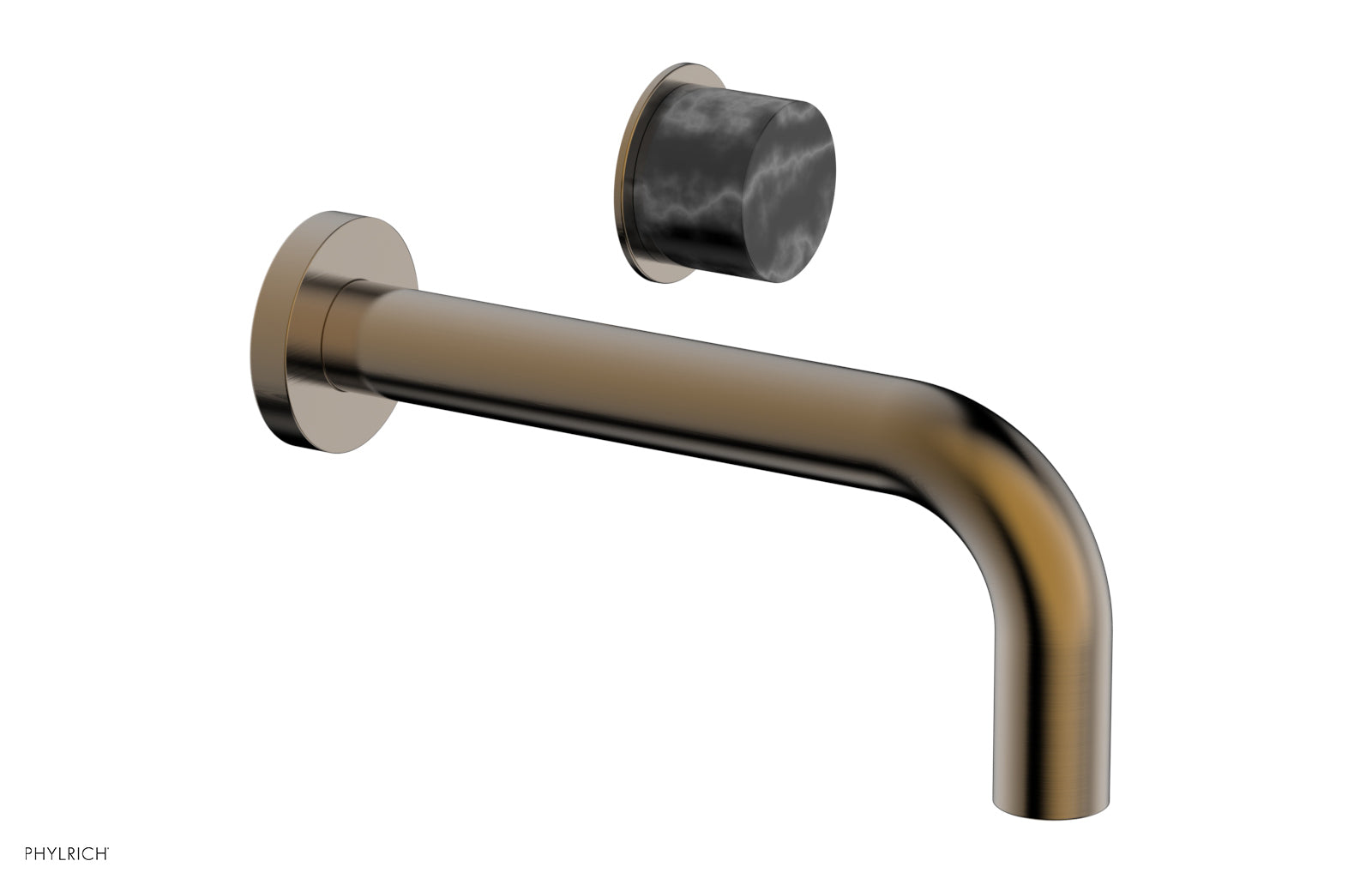 Phylrich Basic II Single Handle Wall Lavatory Set - Black Marble Handle by Phylrich