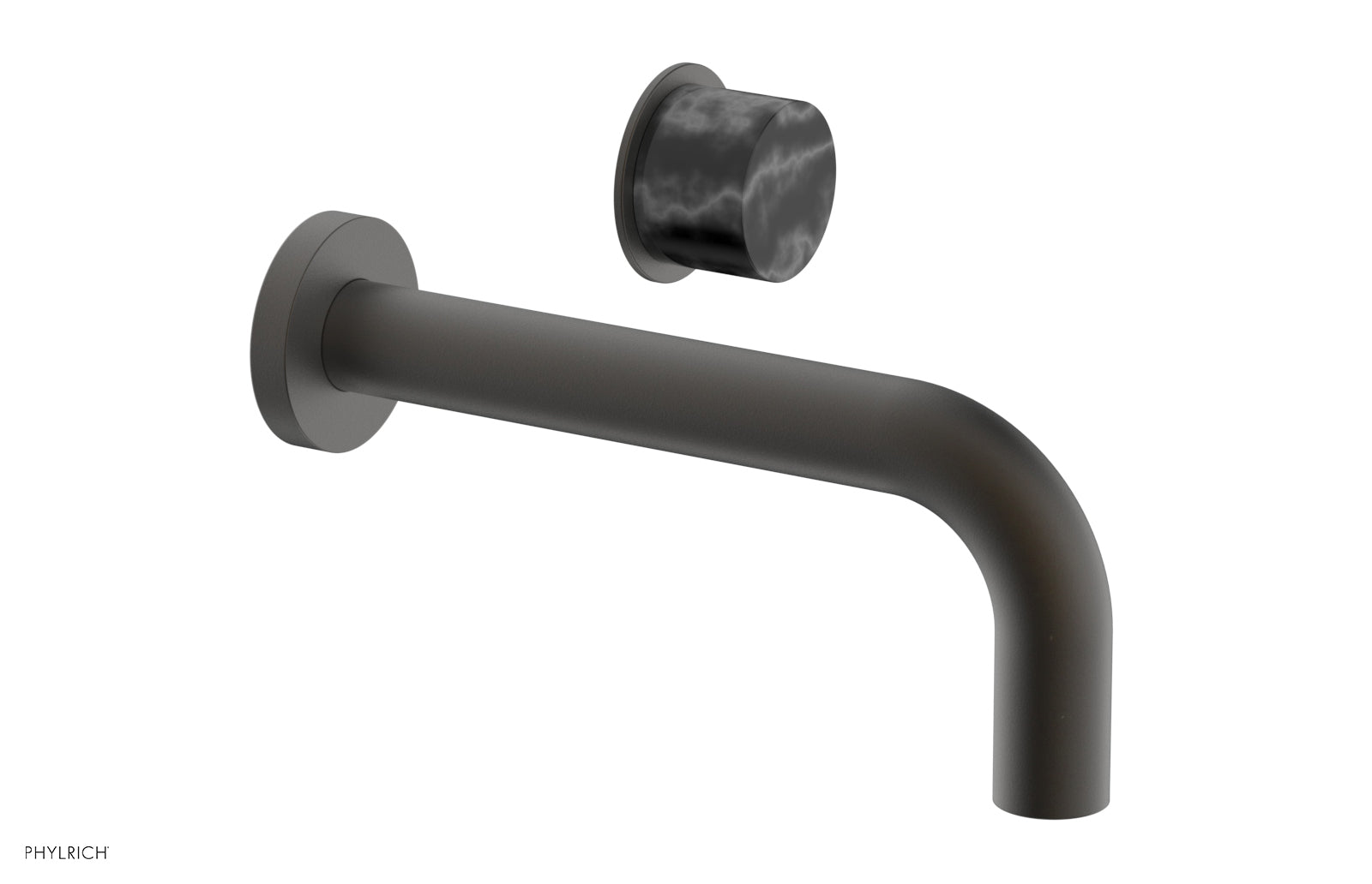 Phylrich Basic II Single Handle Wall Lavatory Set - Black Marble Handle