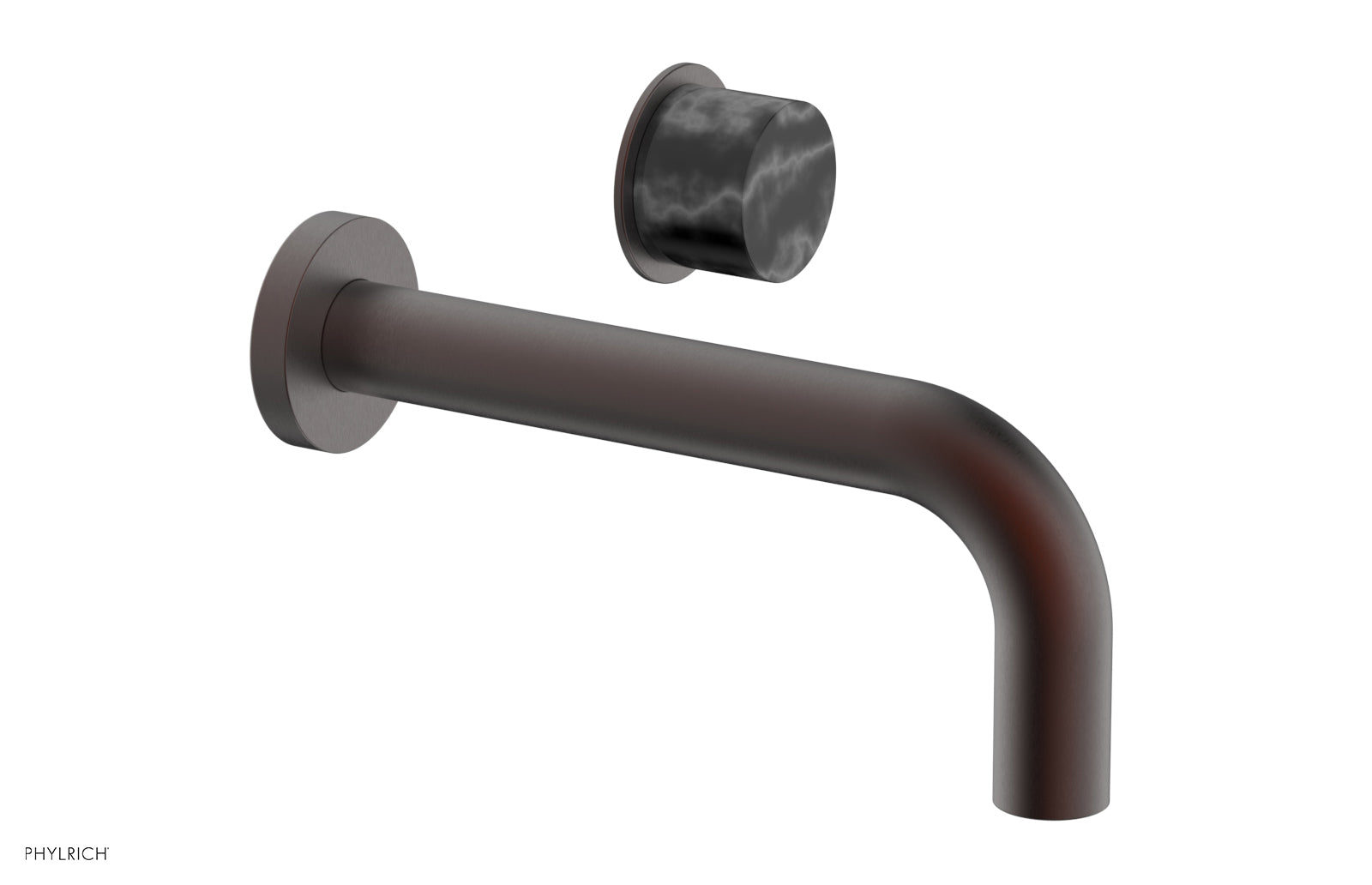 Phylrich Basic II Single Handle Wall Lavatory Set - Black Marble Handle