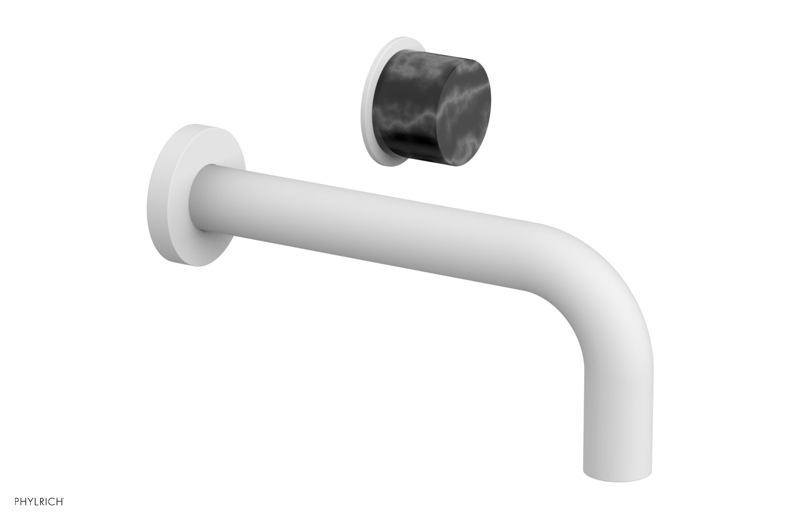 Phylrich Basic II Single Handle Wall Lavatory Set - Black Marble Handle