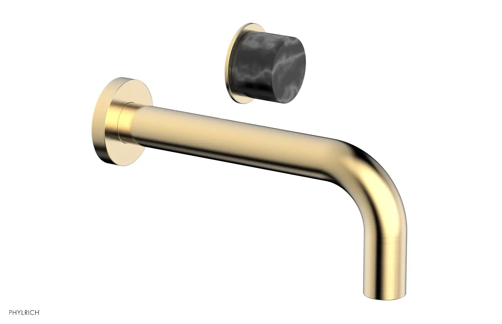 Phylrich Basic II Single Handle Wall Lavatory Set - Black Marble Handle by Phylrich
