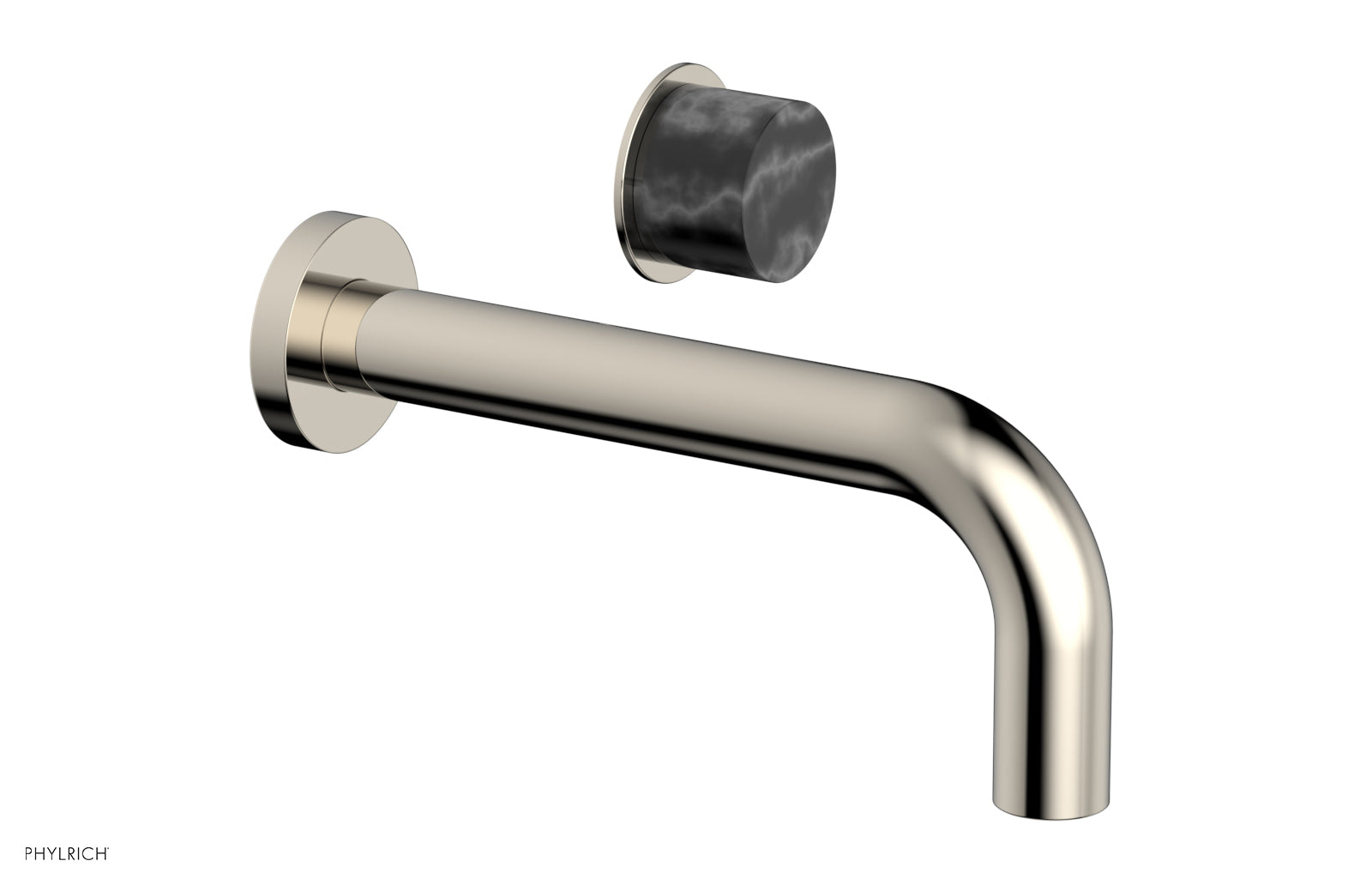 Phylrich Basic II Single Handle Wall Lavatory Set - Black Marble Handle