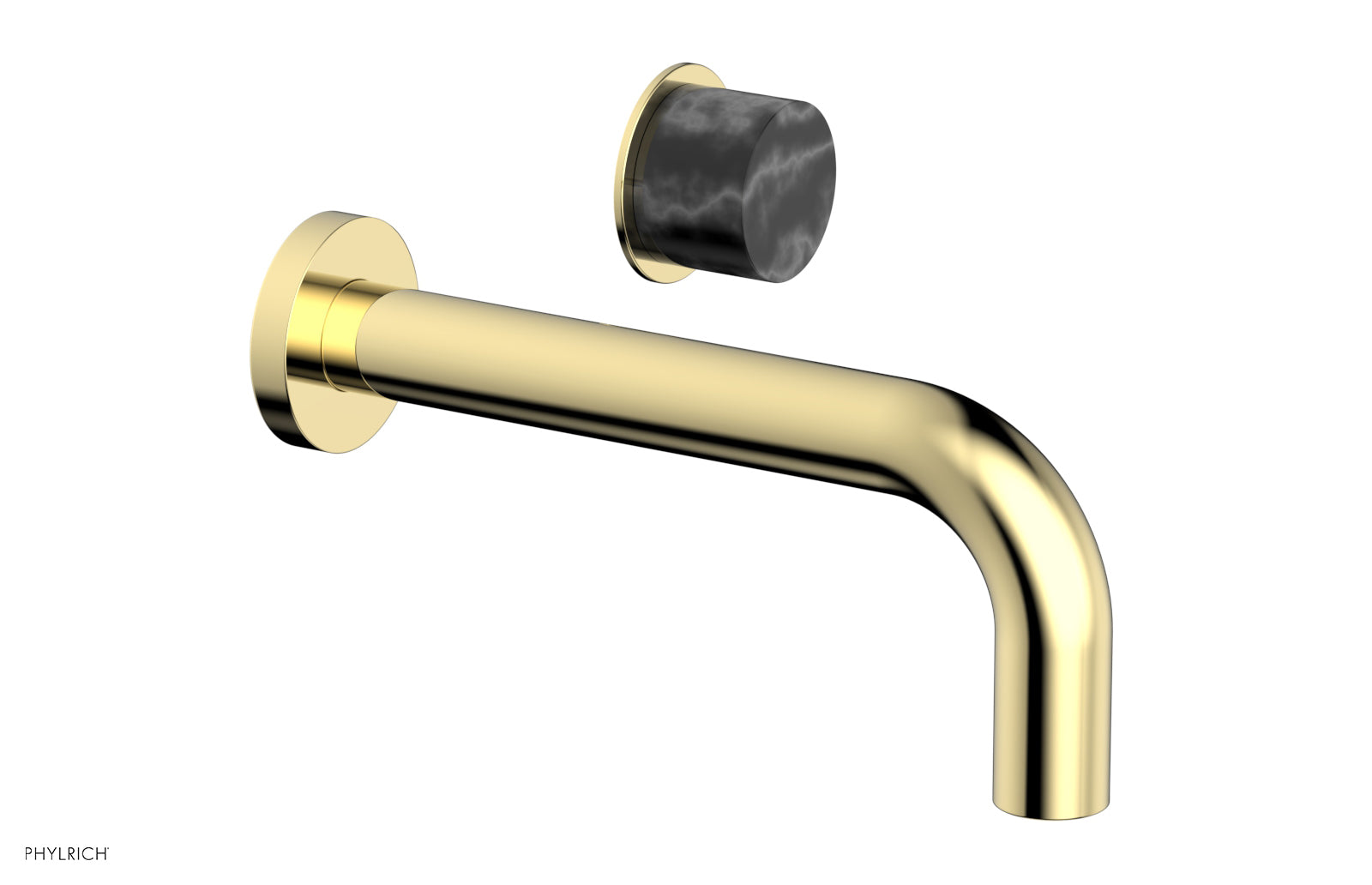 Phylrich Basic II Single Handle Wall Lavatory Set - Black Marble Handle