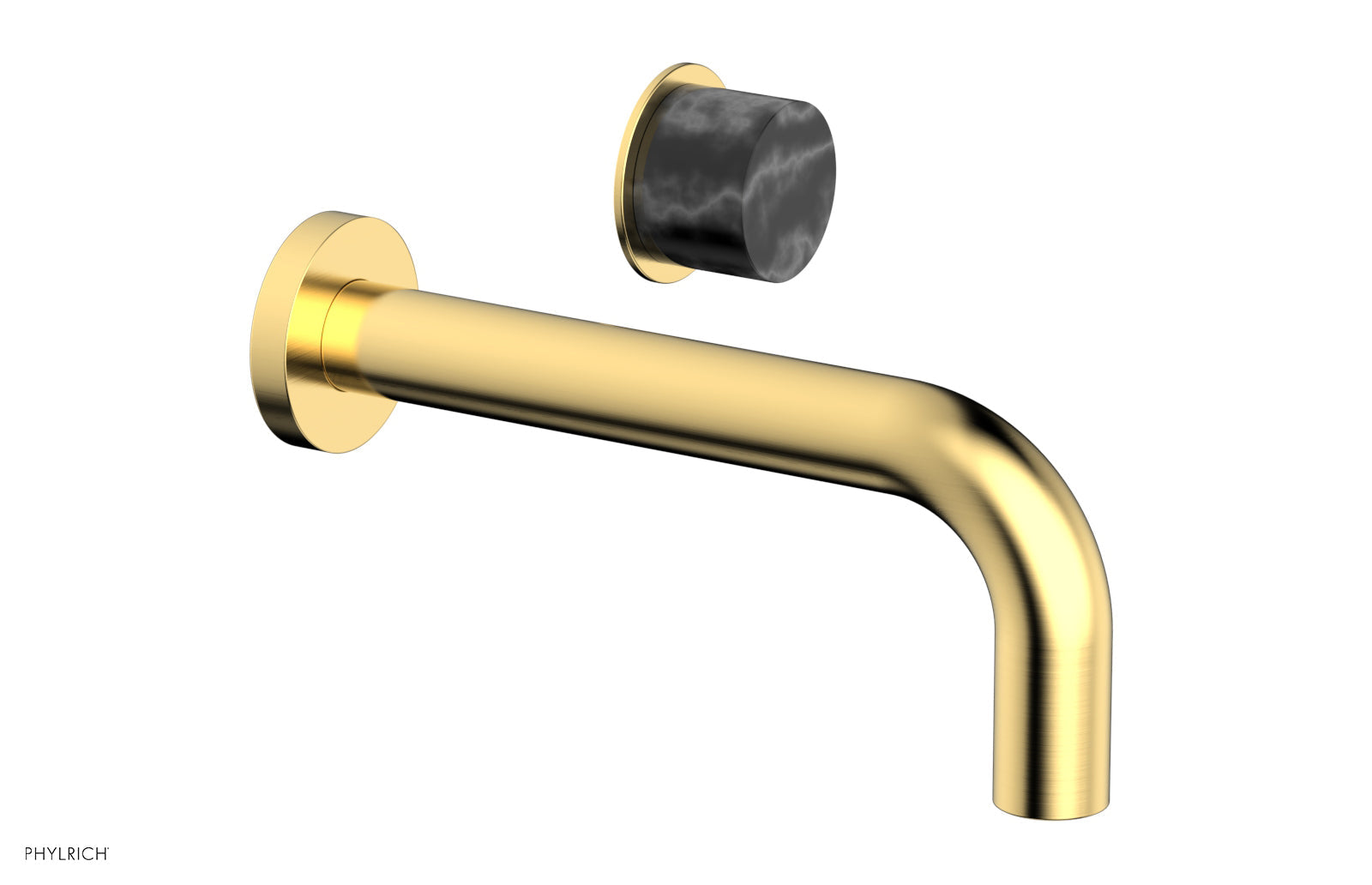 Phylrich Basic II Single Handle Wall Lavatory Set - Black Marble Handle