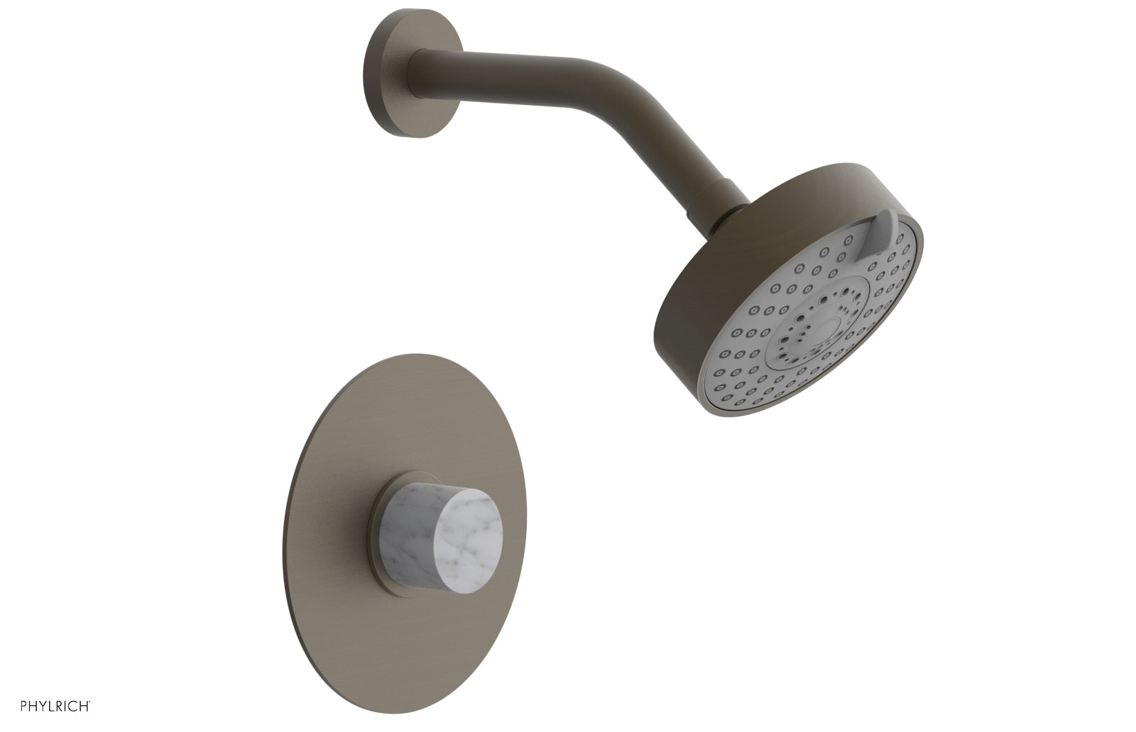 Phylrich BASIC II Pressure Balance Shower Set - White Marble Handle