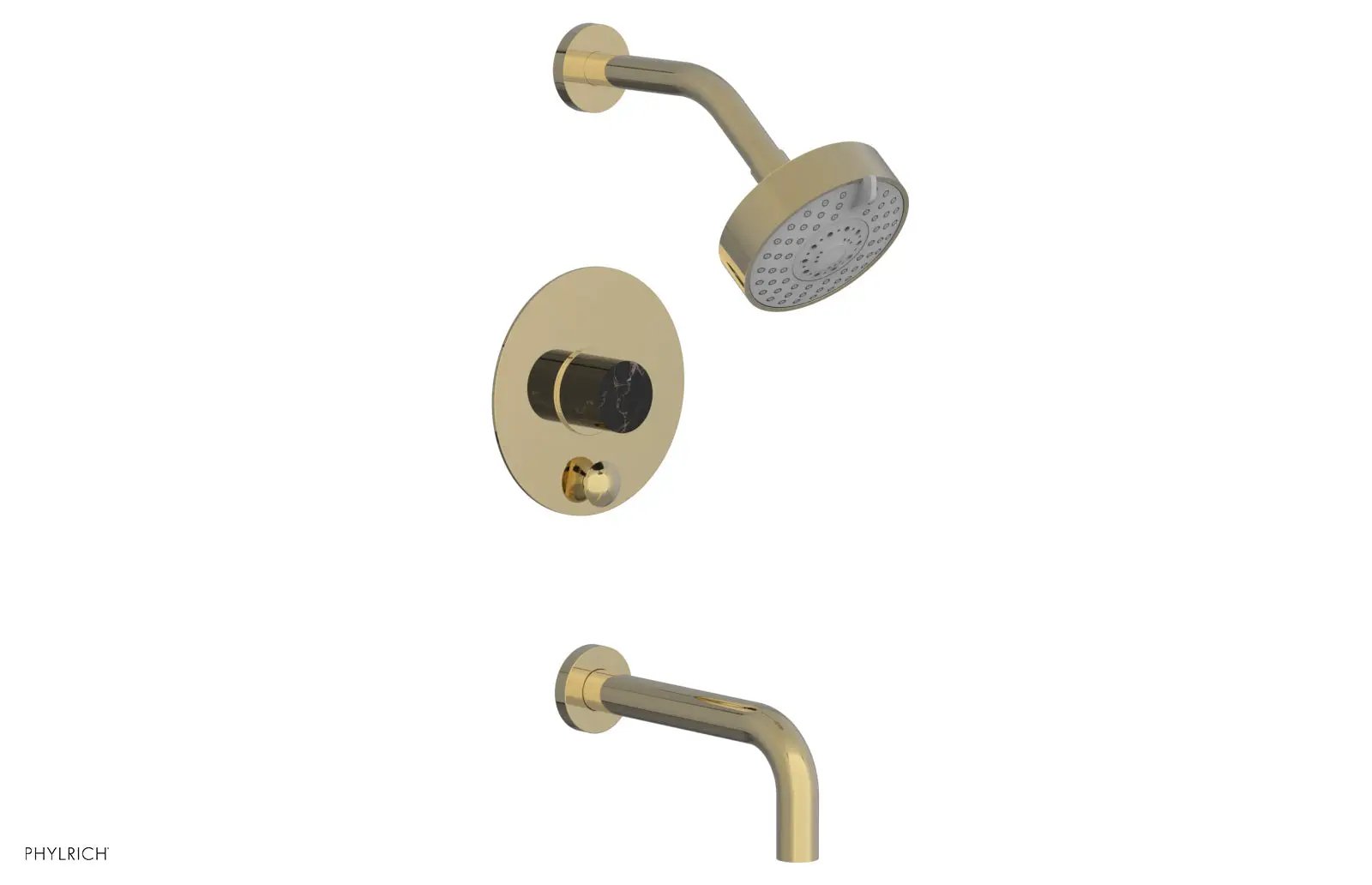 Phylrich BASIC II Pressure Balance Tub and Shower Set - Black Marble by Phylrich