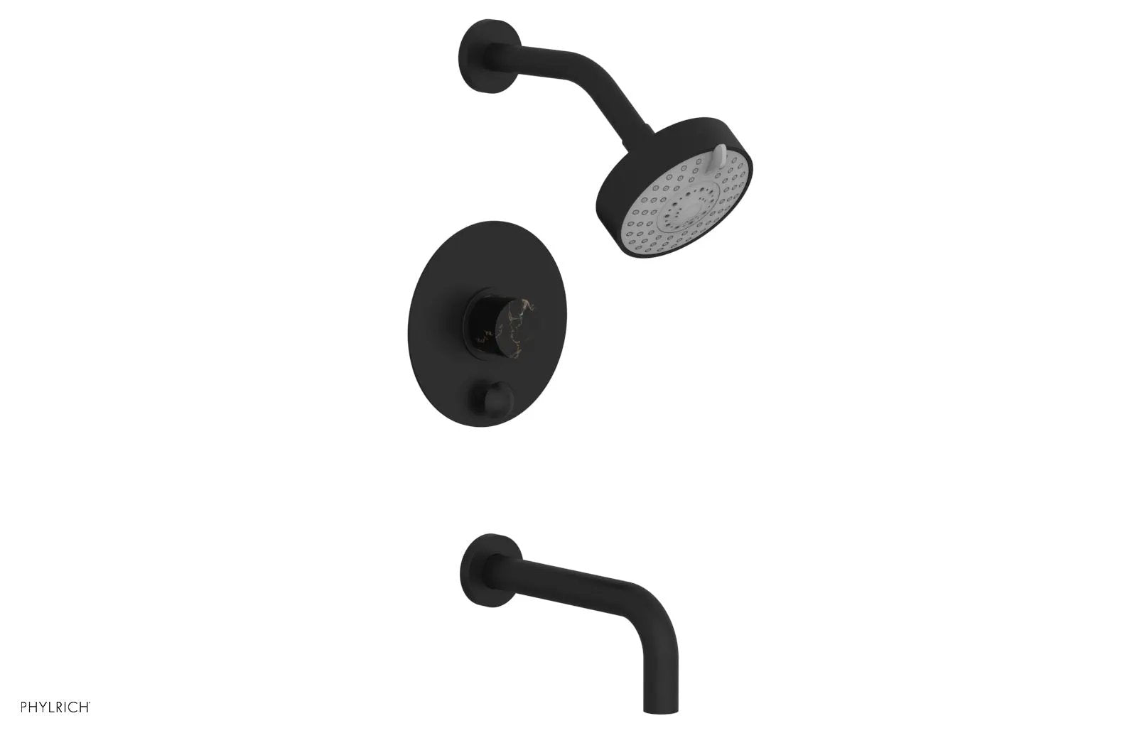 Phylrich BASIC II Pressure Balance Tub and Shower Set - Black Marble by Phylrich