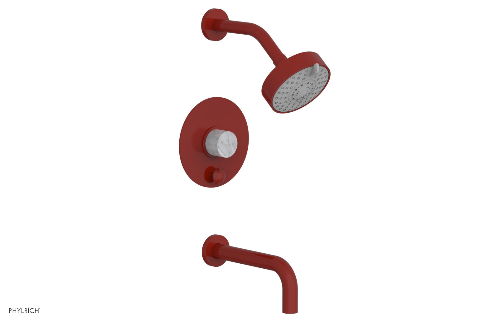 Phylrich BASIC II Pressure Balance Tub and Shower Set - White Marble