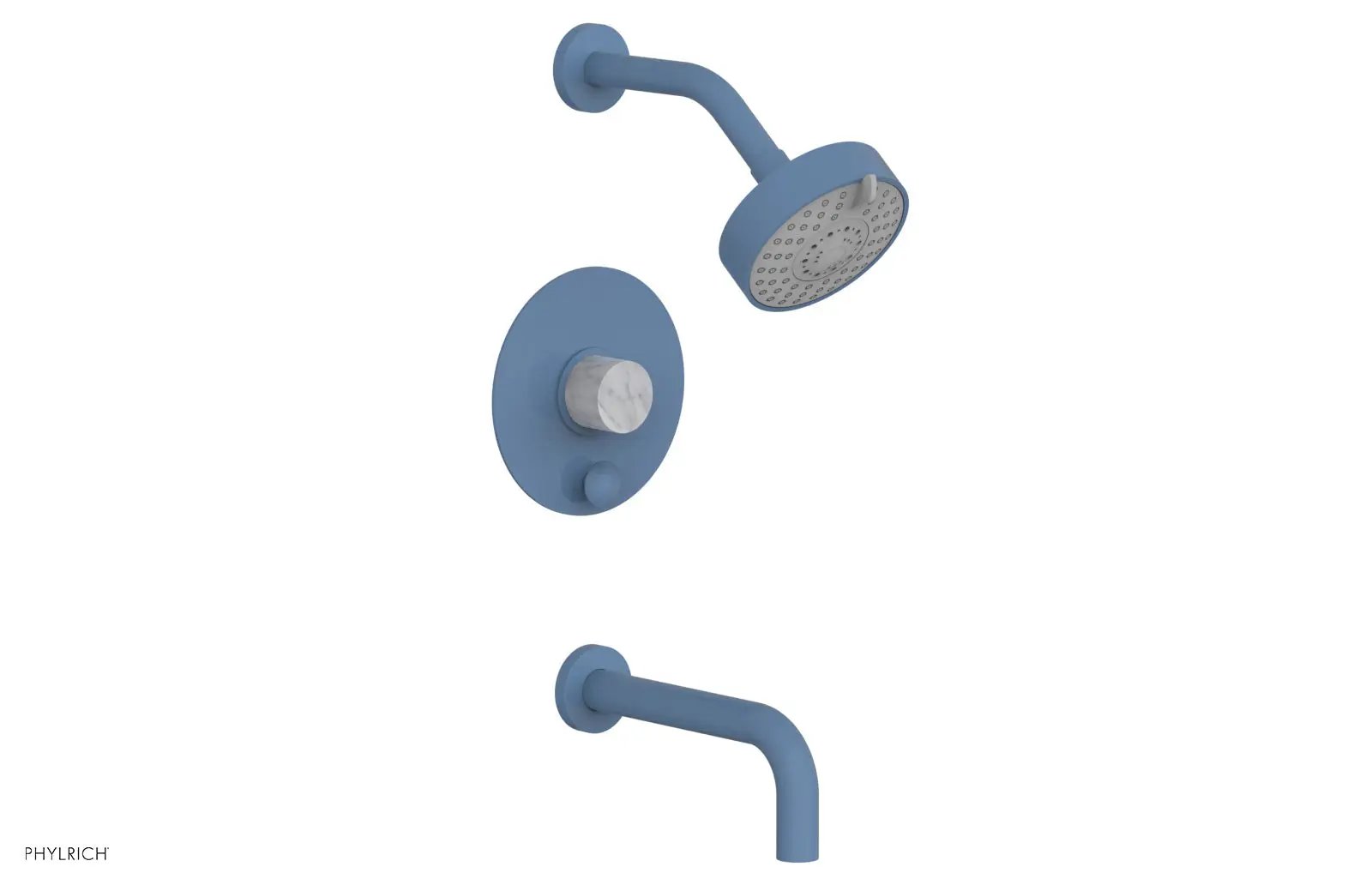 Phylrich BASIC II Pressure Balance Tub and Shower Set - White Marble by Phylrich