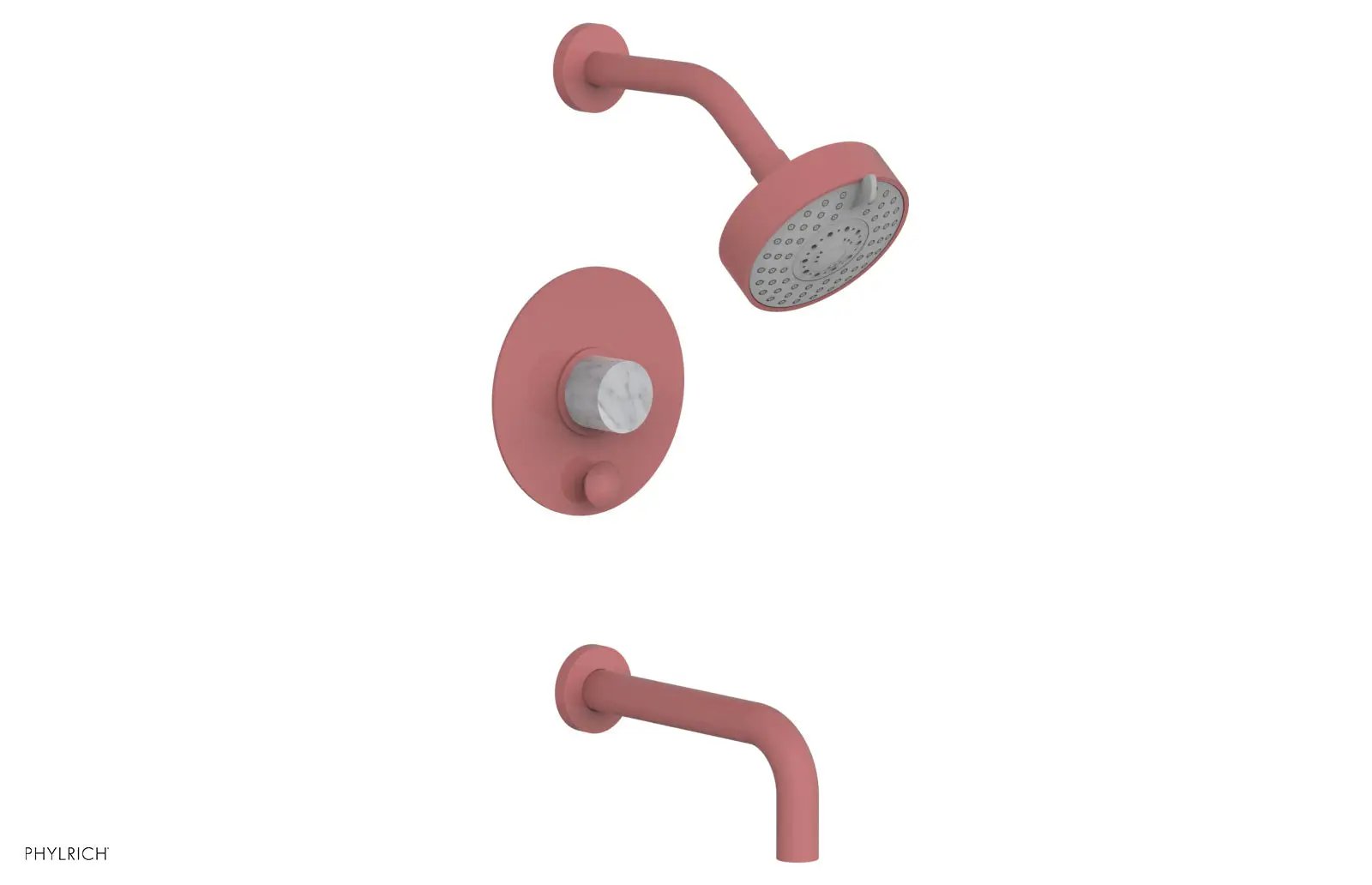 Phylrich BASIC II Pressure Balance Tub and Shower Set - White Marble by Phylrich