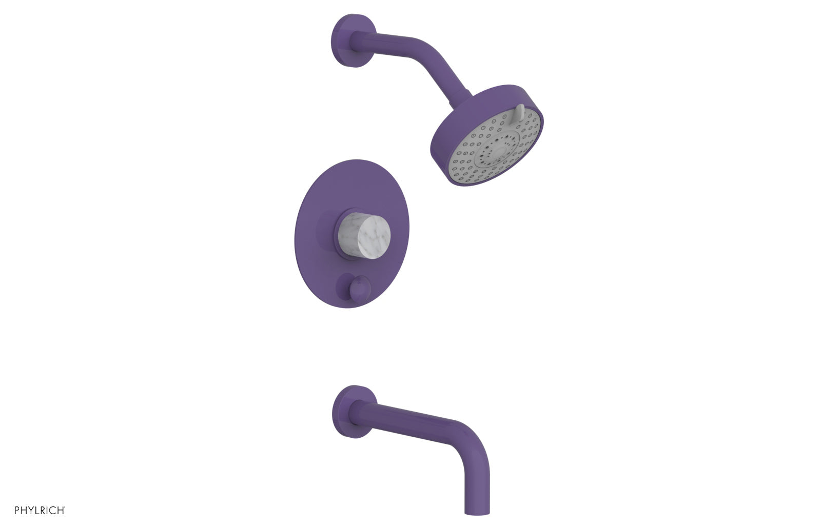 Phylrich BASIC II Pressure Balance Tub and Shower Set - White Marble