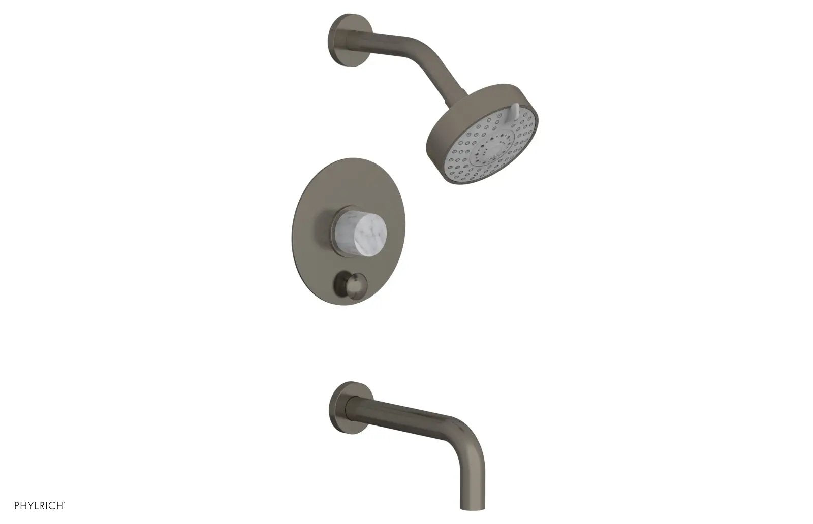 Phylrich BASIC II Pressure Balance Tub and Shower Set - White Marble by Phylrich