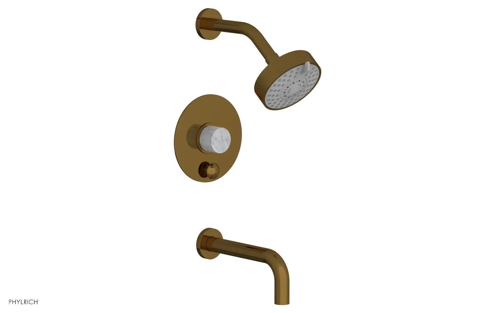 Phylrich BASIC II Pressure Balance Tub and Shower Set - White Marble by Phylrich