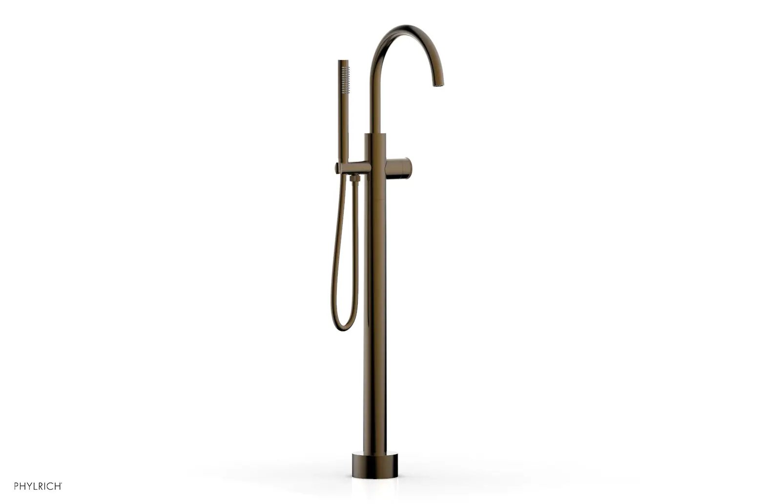 Phylrich BASIC II Tall Floor Mount Tub Filler - Knurled Handle with Hand Shower by Phylrich