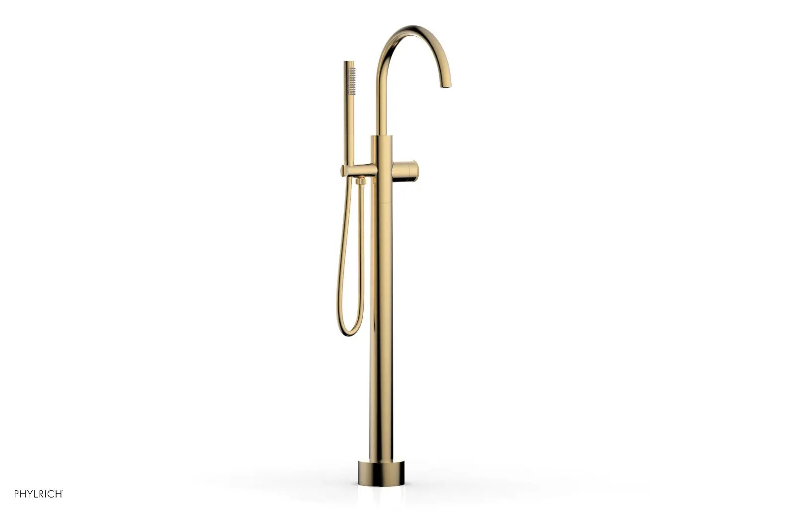Phylrich BASIC II Tall Floor Mount Tub Filler - Knurled Handle with Hand Shower by Phylrich