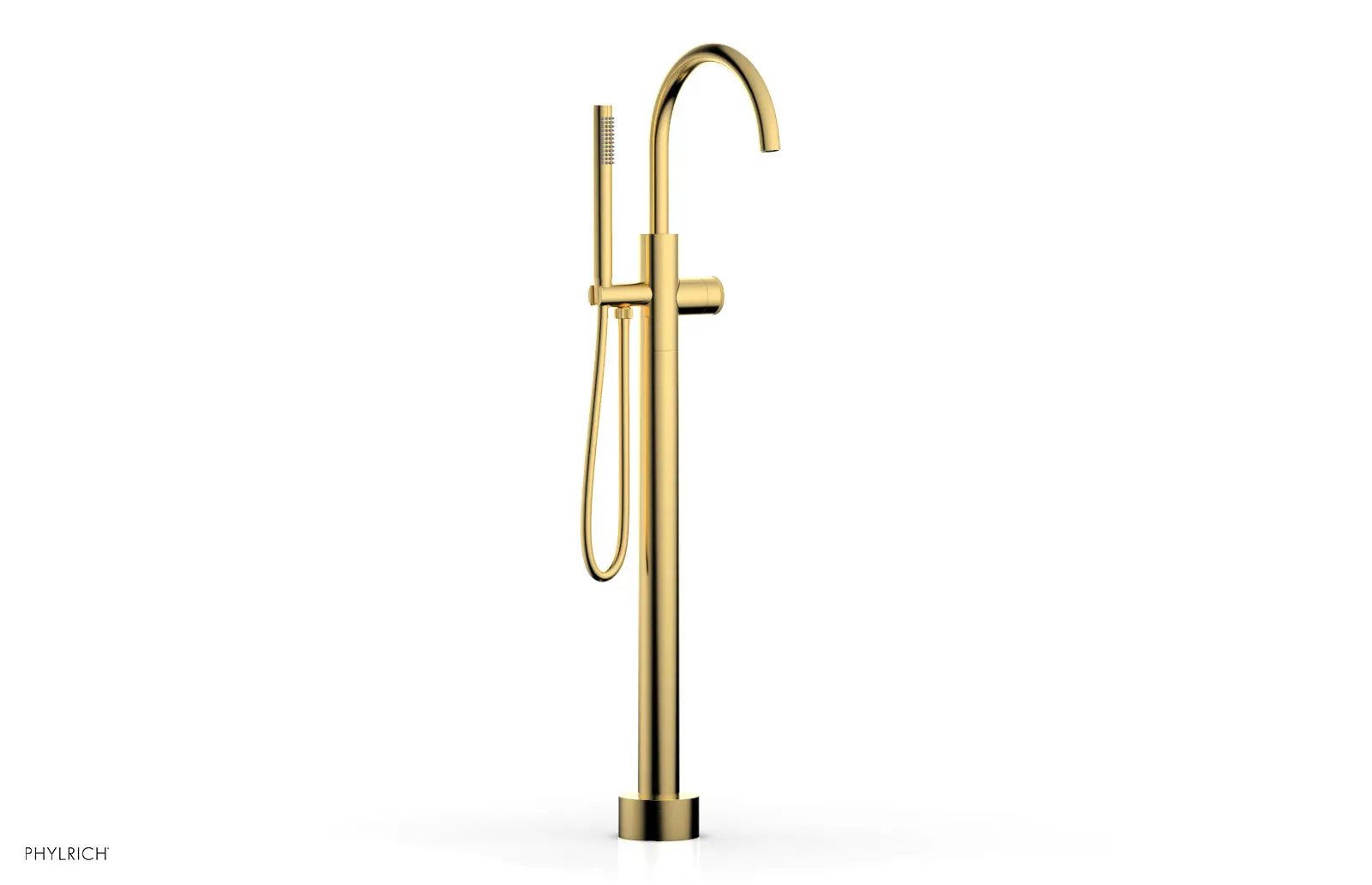 Phylrich BASIC II Tall Floor Mount Tub Filler - Knurled Handle with Hand Shower by Phylrich