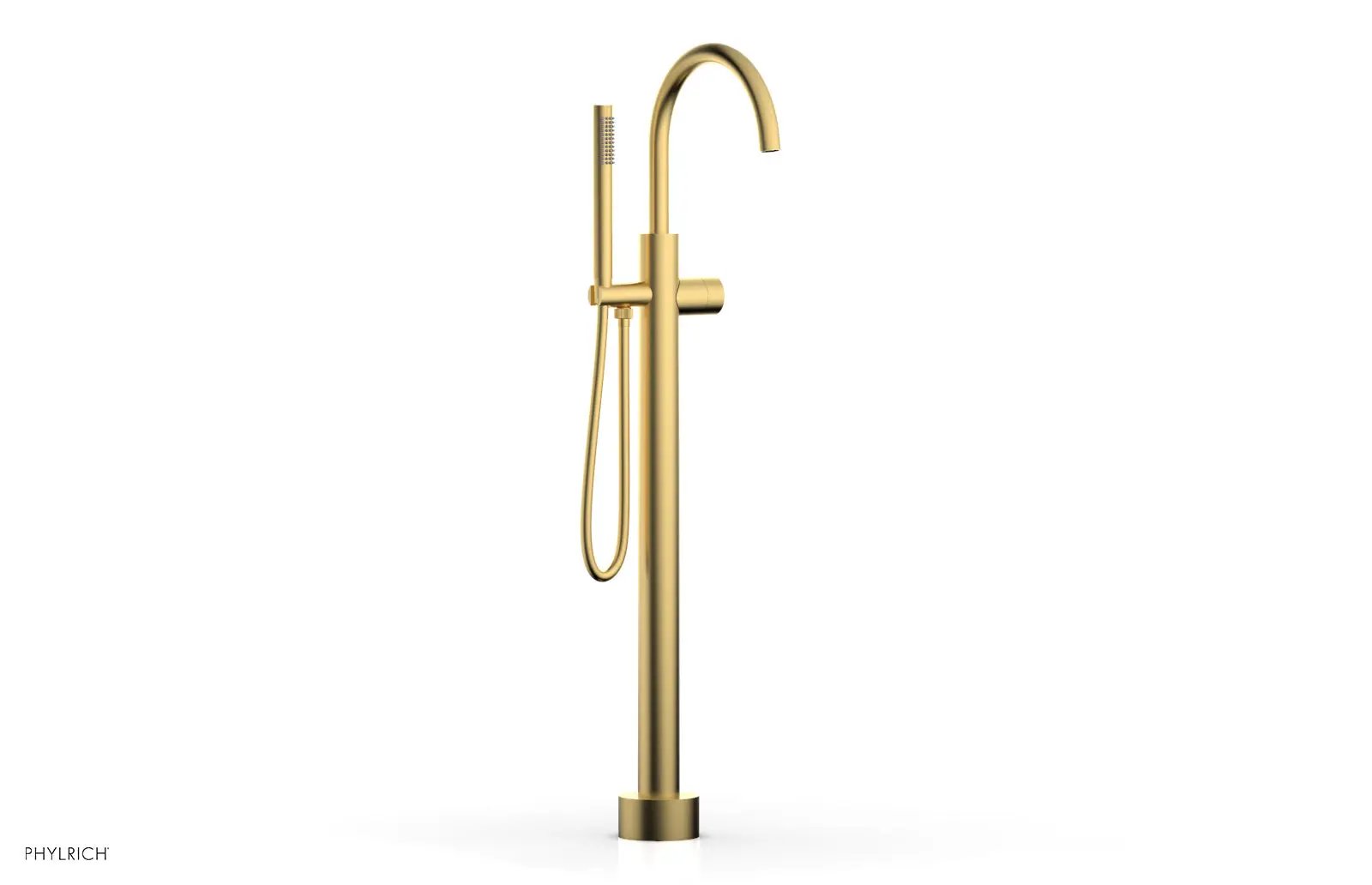 Phylrich BASIC II Tall Floor Mount Tub Filler - Smooth Handle with Hand Shower by Phylrich