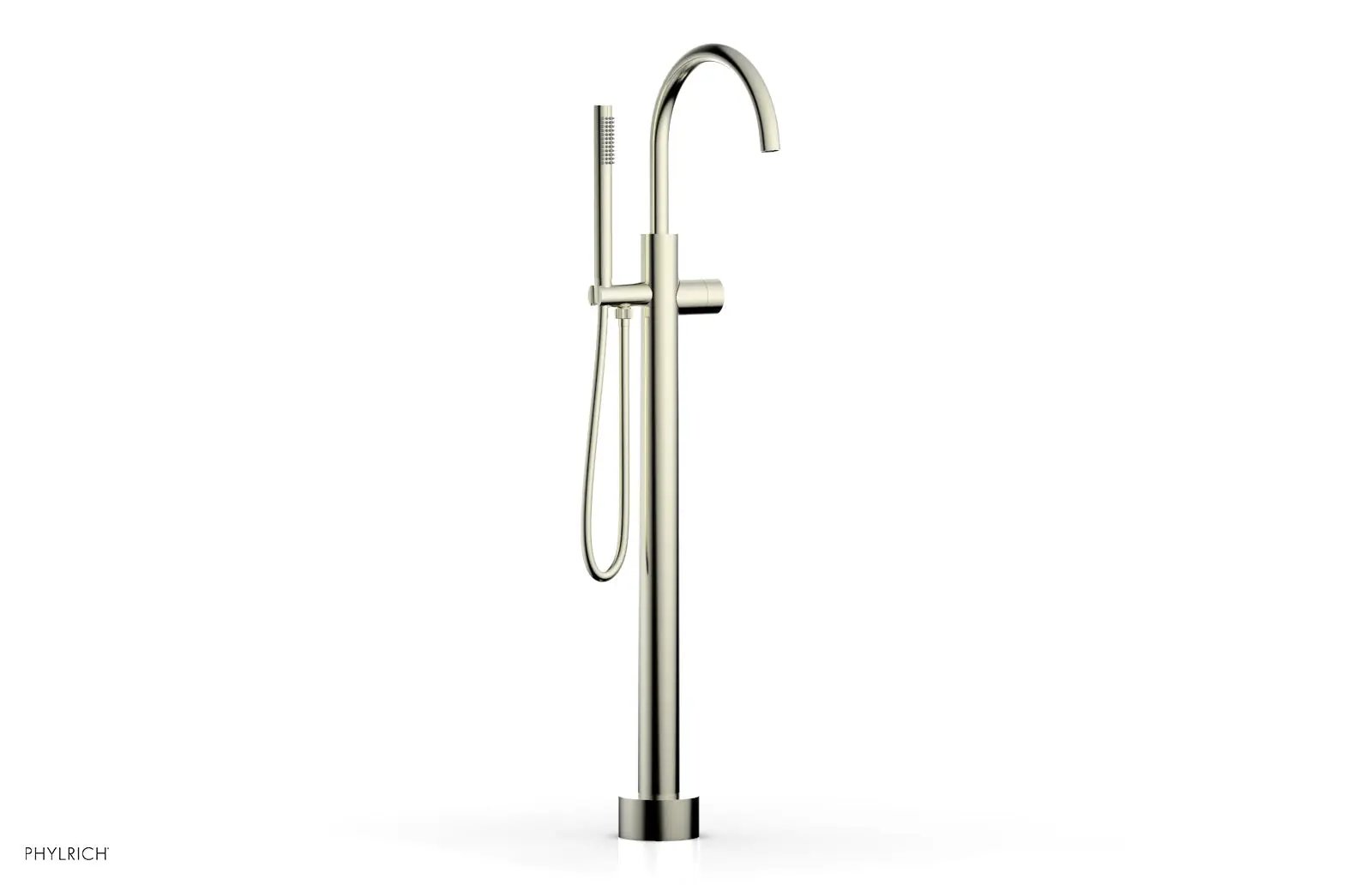 Phylrich BASIC II Tall Floor Mount Tub Filler - Smooth Handle with Hand Shower by Phylrich